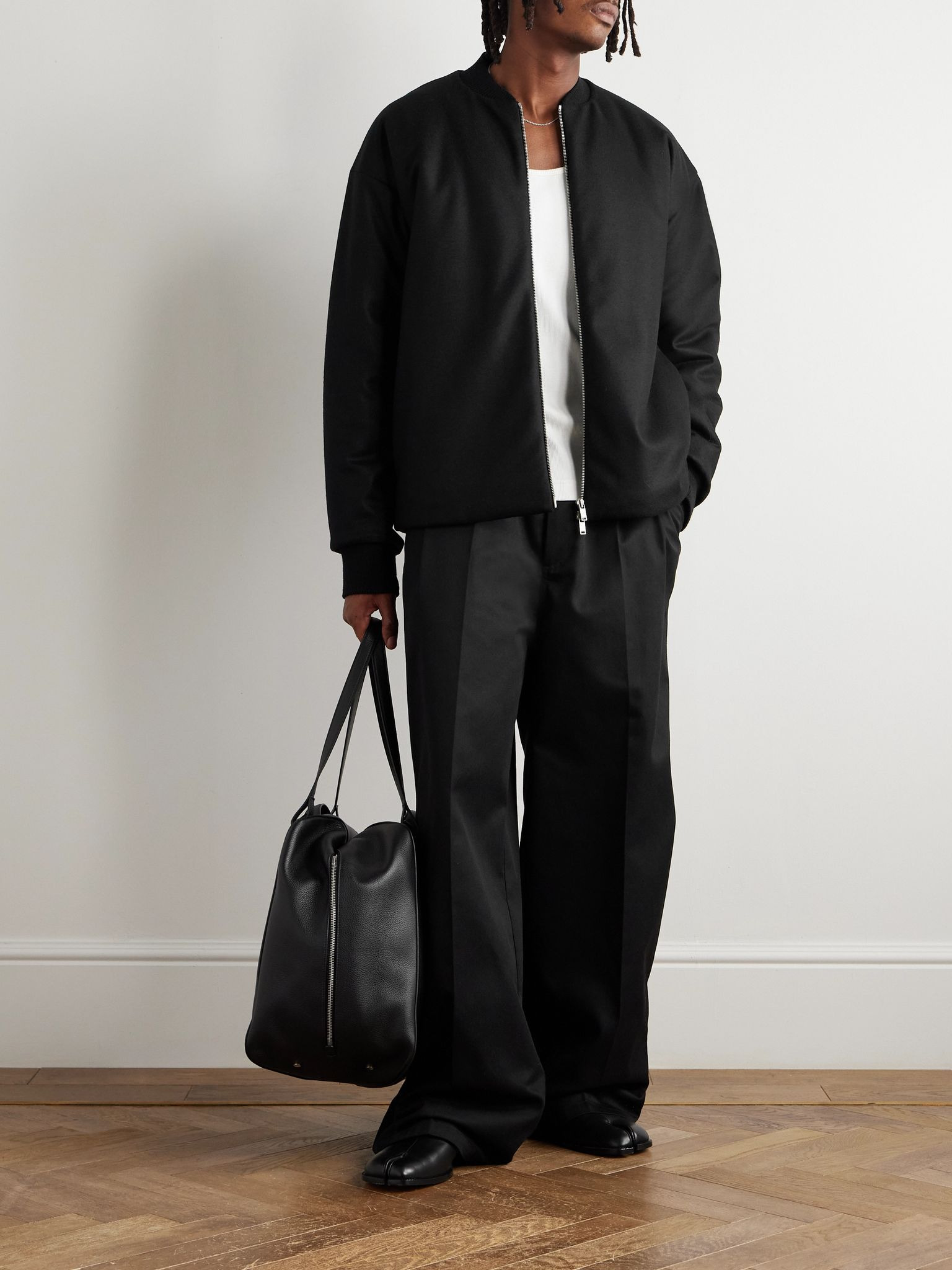 Padded Wool-Felt Bomber Jacket Black - 2