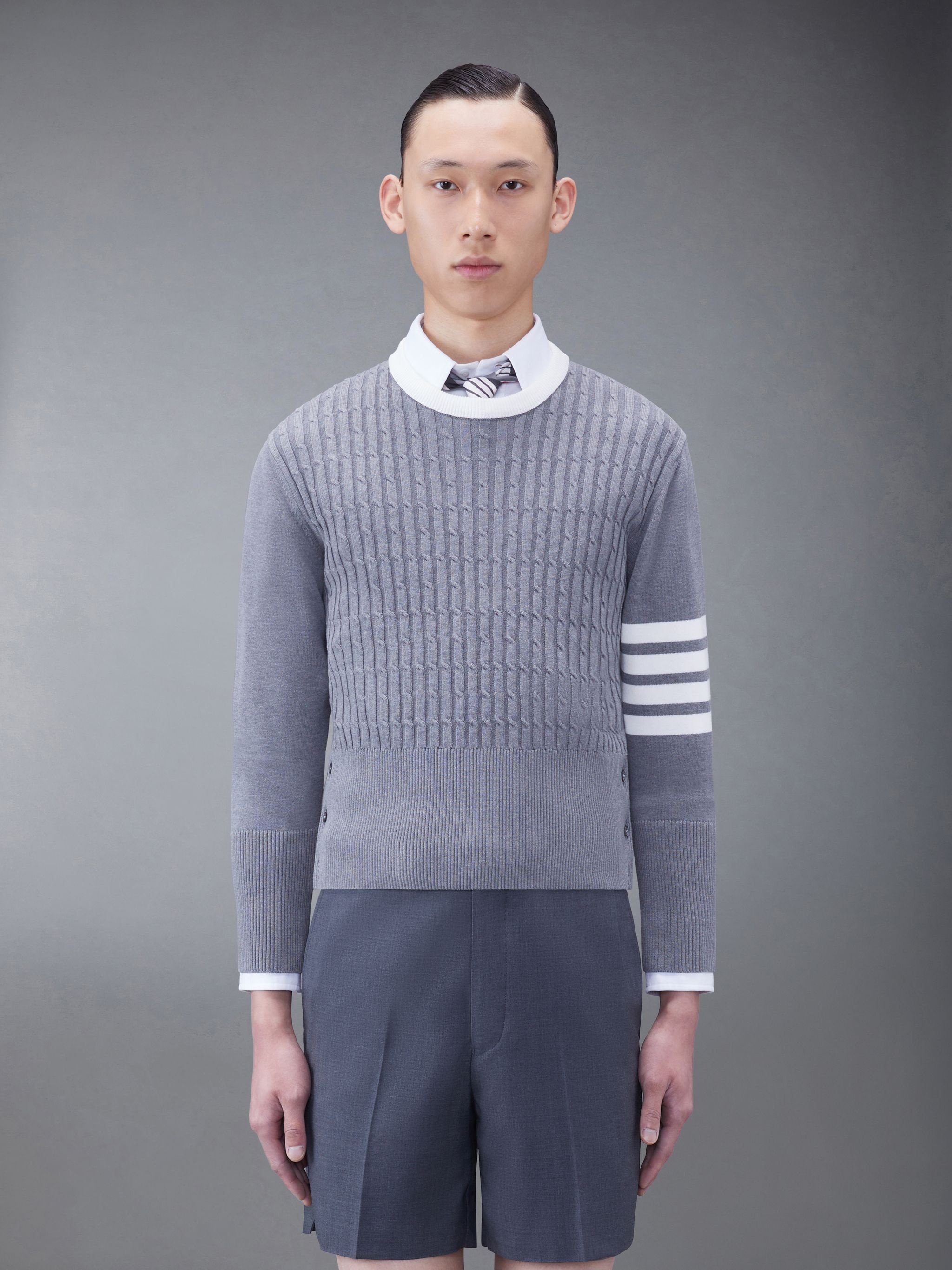 4-Bar cable-knit sweatshirt - 1