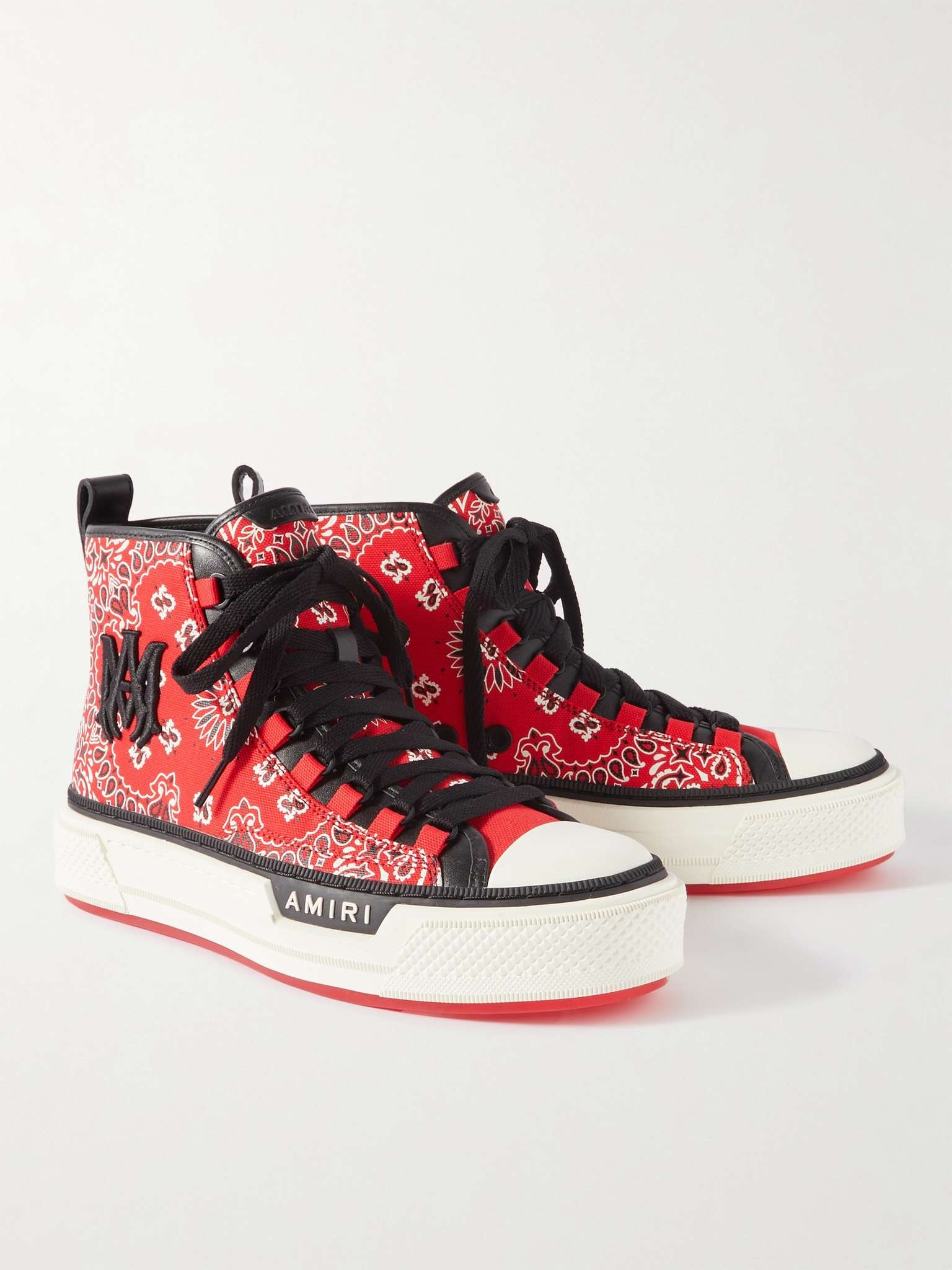 Leather-Trimmed Paisley-Print Canvas High-Top Sneakers - 4