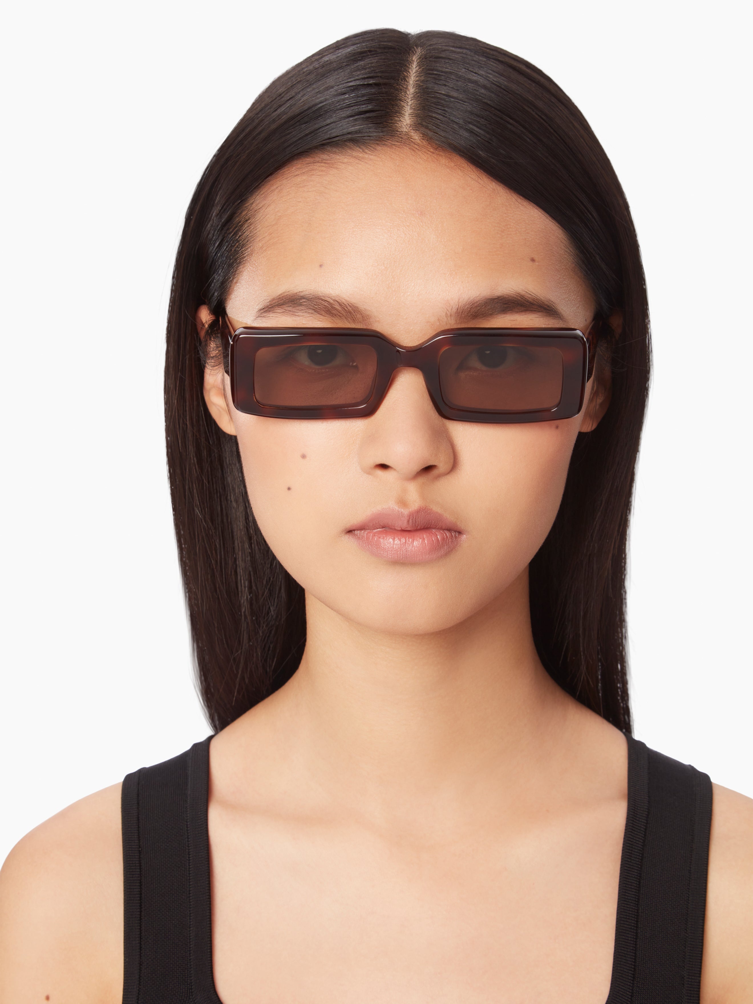 Waves rectangular shiny havana Sunglasses - 3