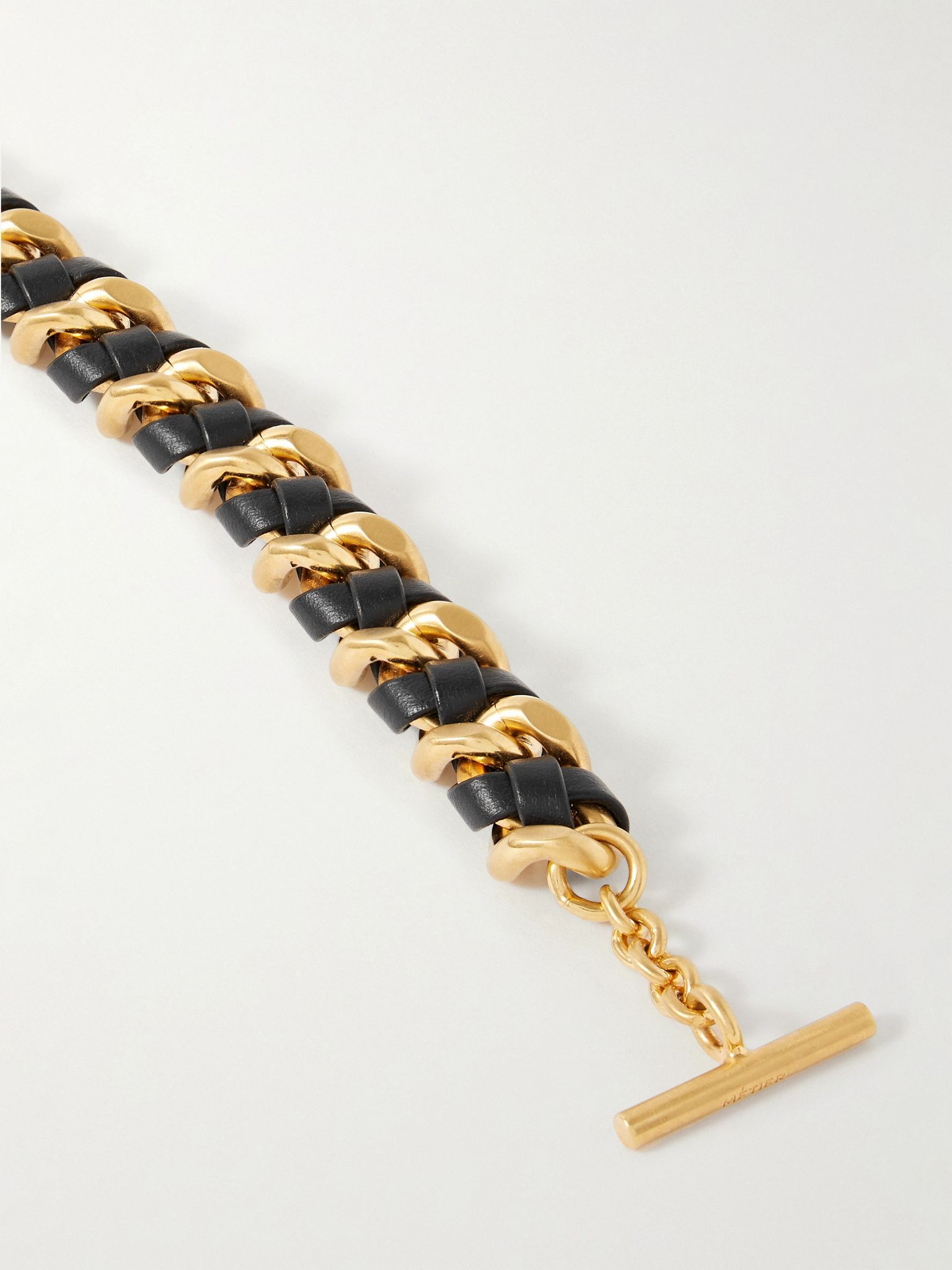 Large gold-tone leather bag chain Gold - 3