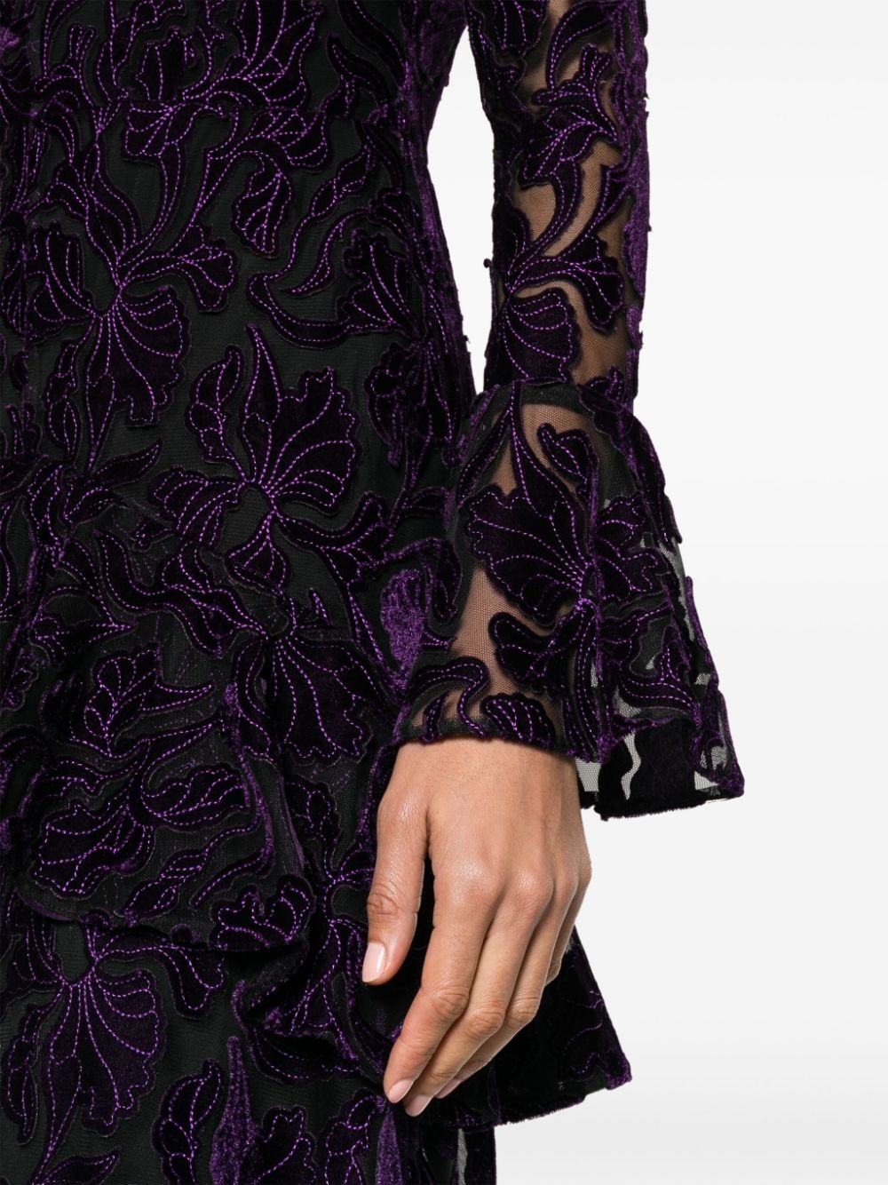 lace-detailing semi-sheer dress - 5