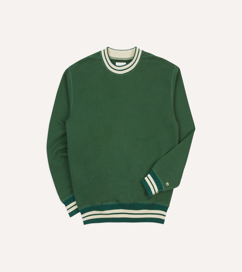 Green Striped Rib Cotton Jersey Sweatshirt 1