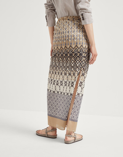 Brunello Cucinelli Cotton ethnic print gauze sarong skirt outlook