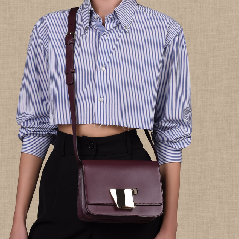 Santoni Burgundy leather crossbody bag outlook