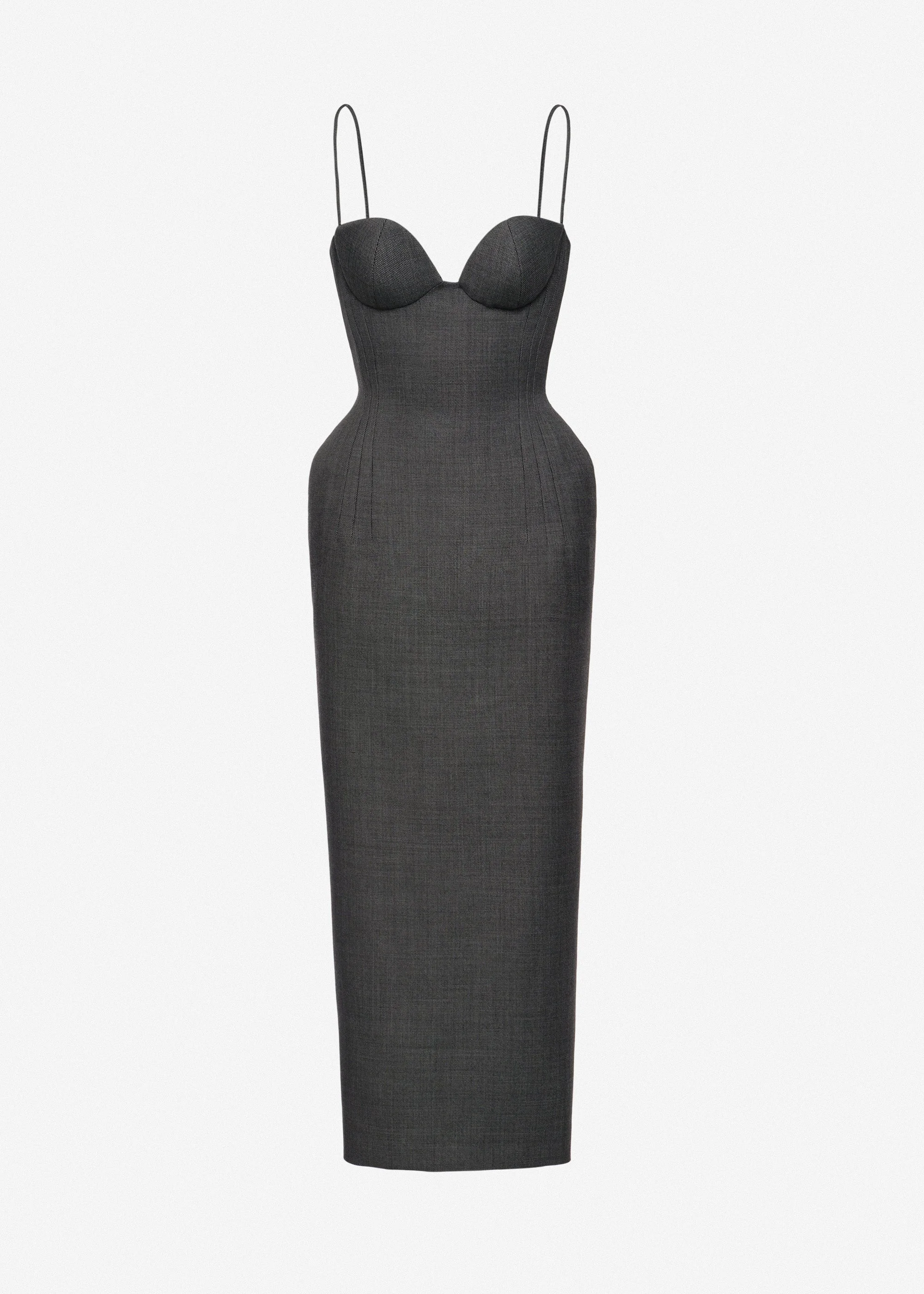 Wool bustier dress in grey - 1