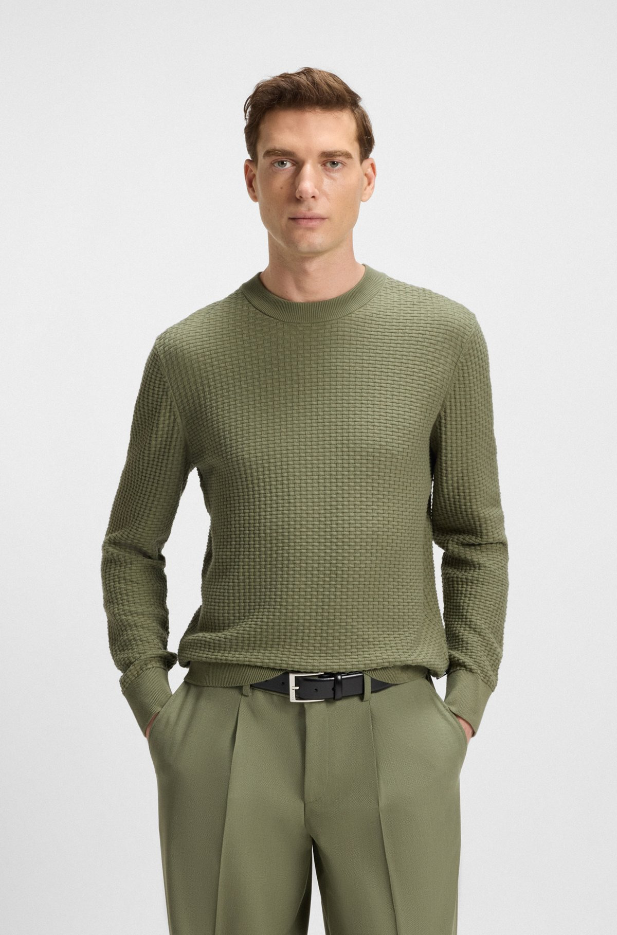 COTTON SWEATER WITH MIXED STRUCTURES - 2