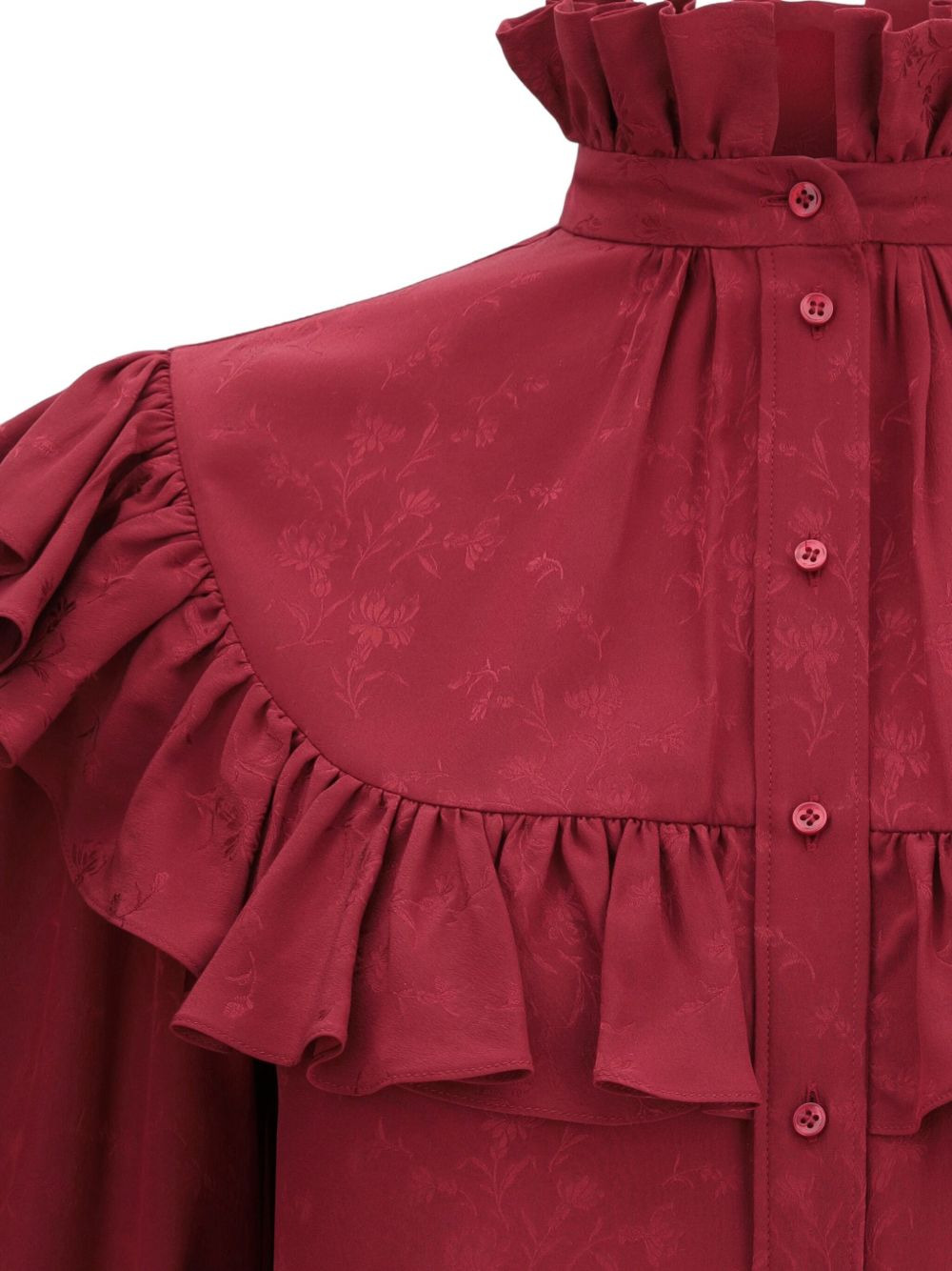 stand-collar ruffled blouse - 4