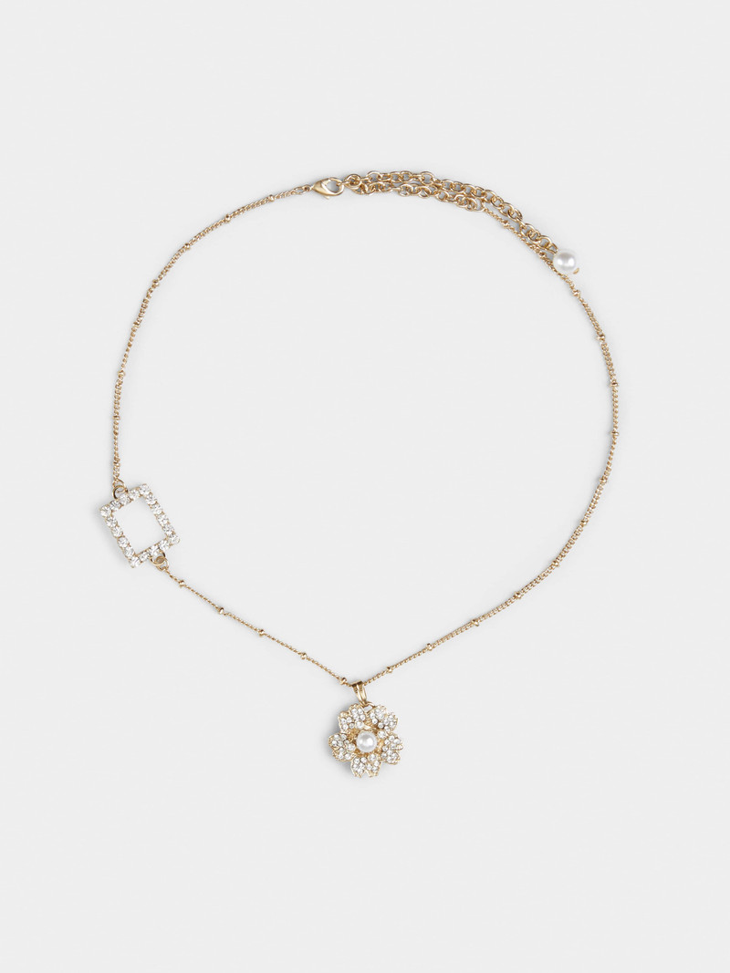 RV Bouquet Strass Short Necklace in Metal 1