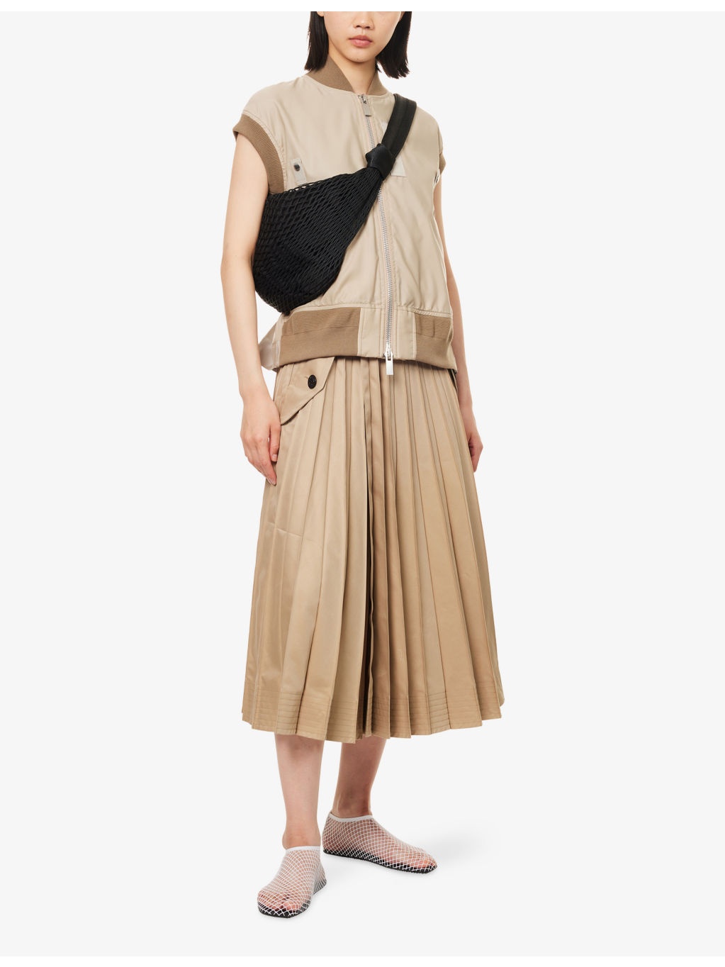 Belted Pleated Cotton-Blend Midi Skirt - 2