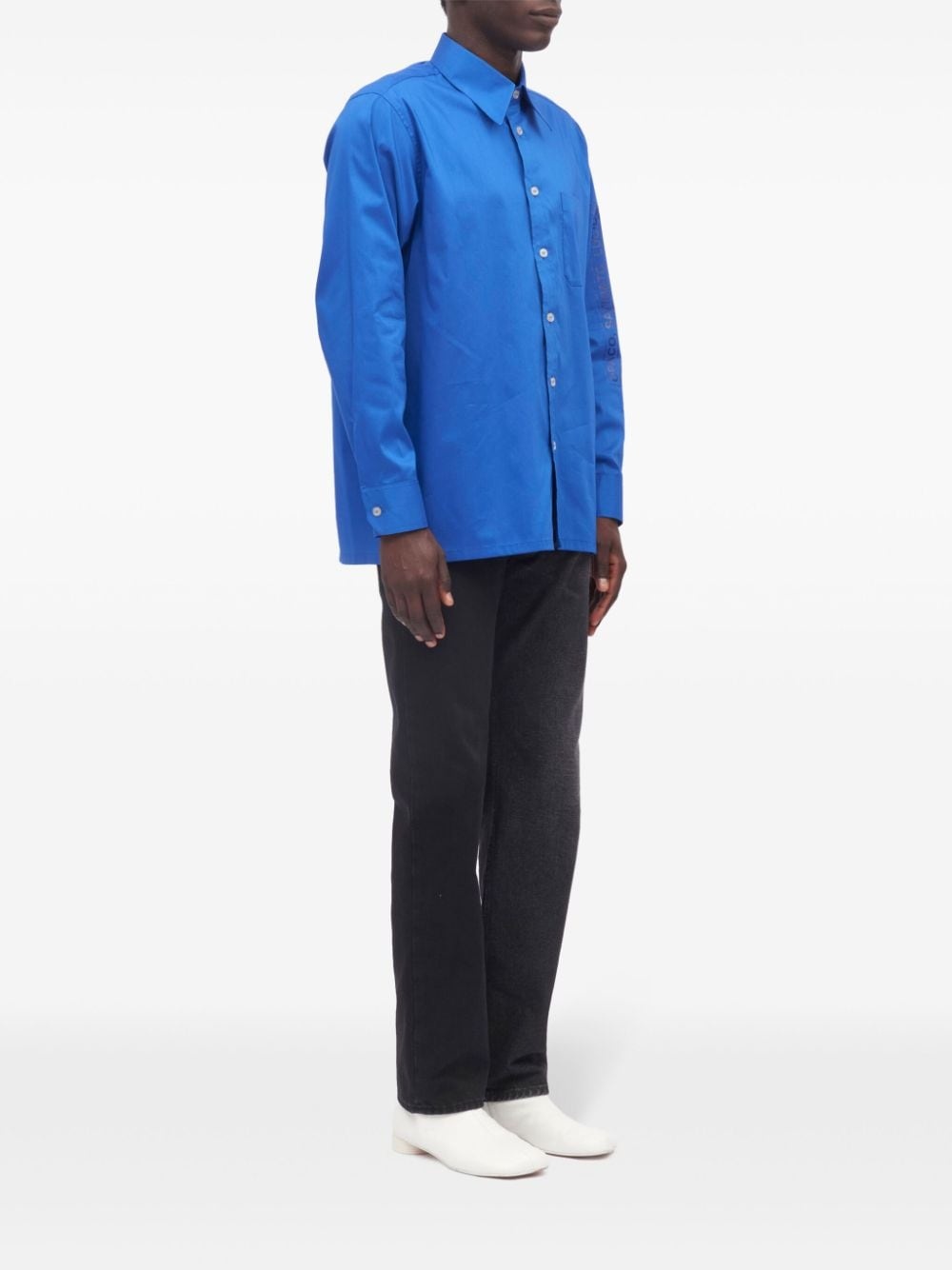 pointed-collar button-up shirt - 3
