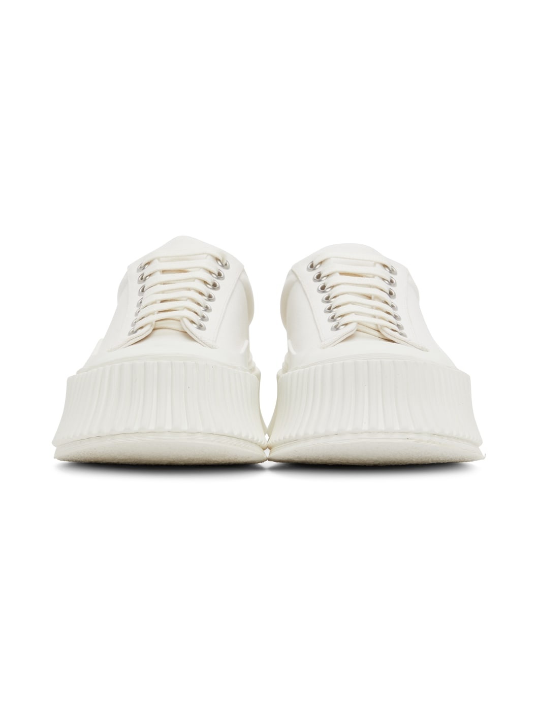 White Canvas Platform Sneakers - 2
