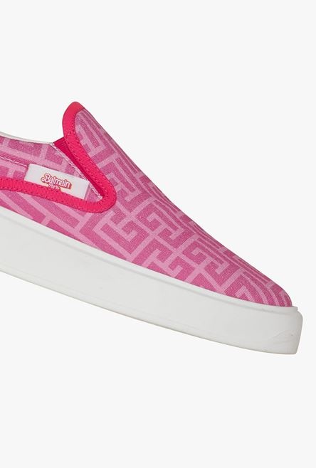 Balmain x Barbie - Pink monogrammed slip-on B-Court sneakers - 7