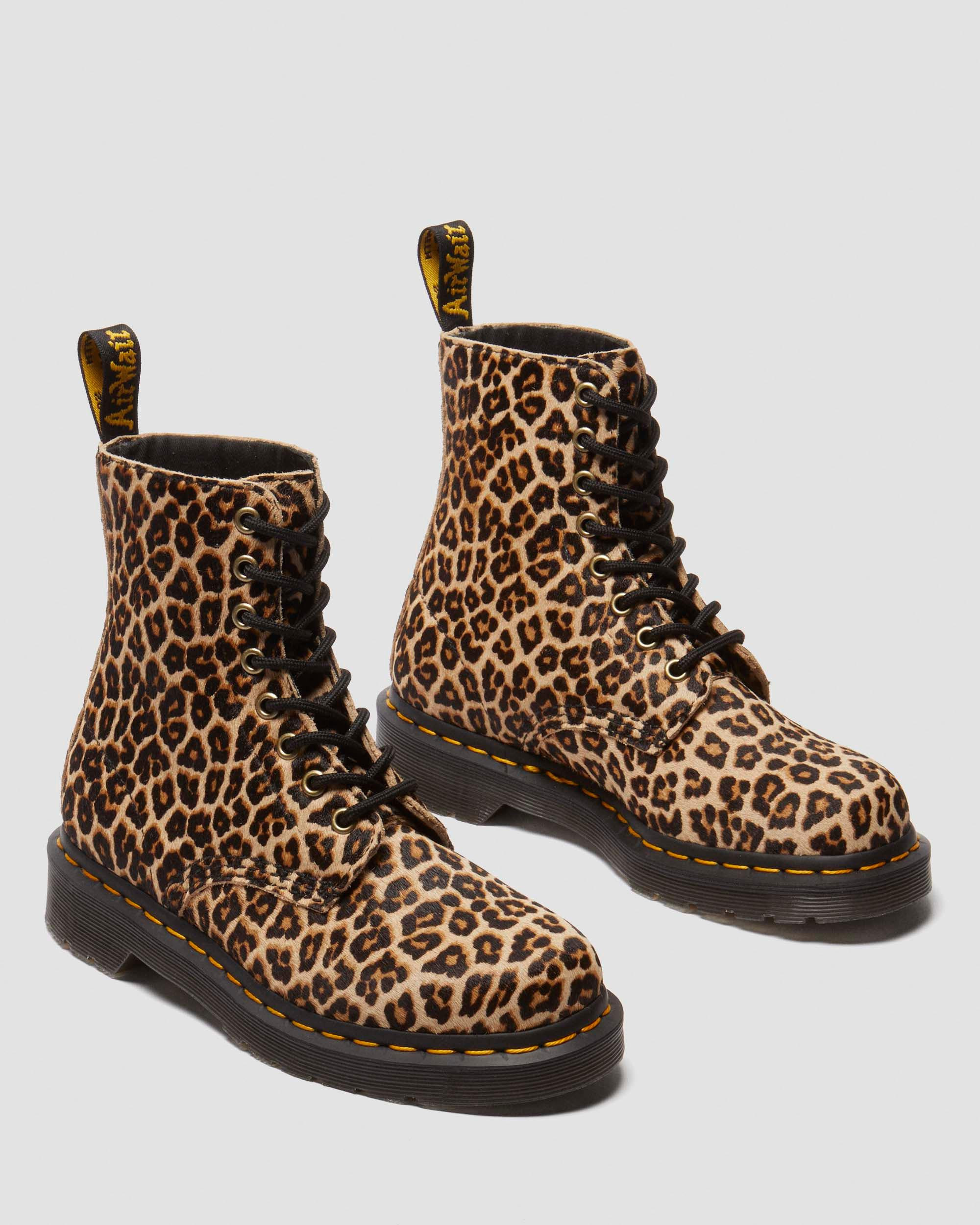 1460 Leopard Leather Lace Up Boots - 8