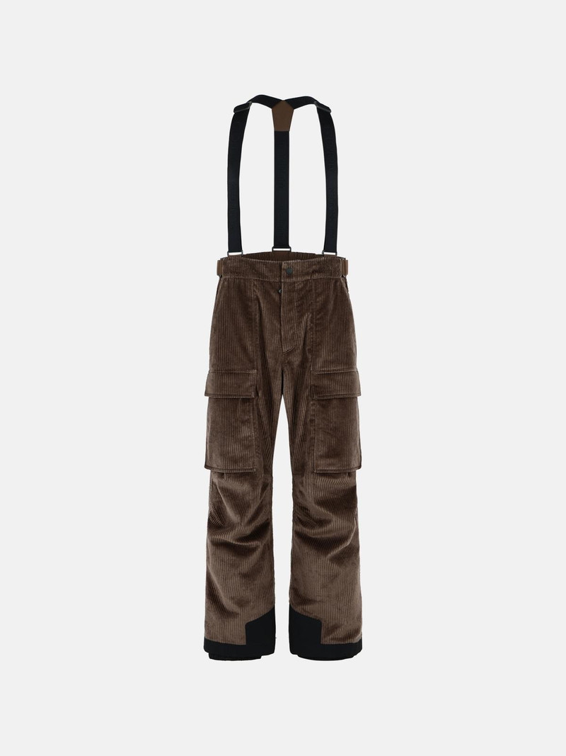 BROWN CORDUROY PADDED SKI OVERALLS 1