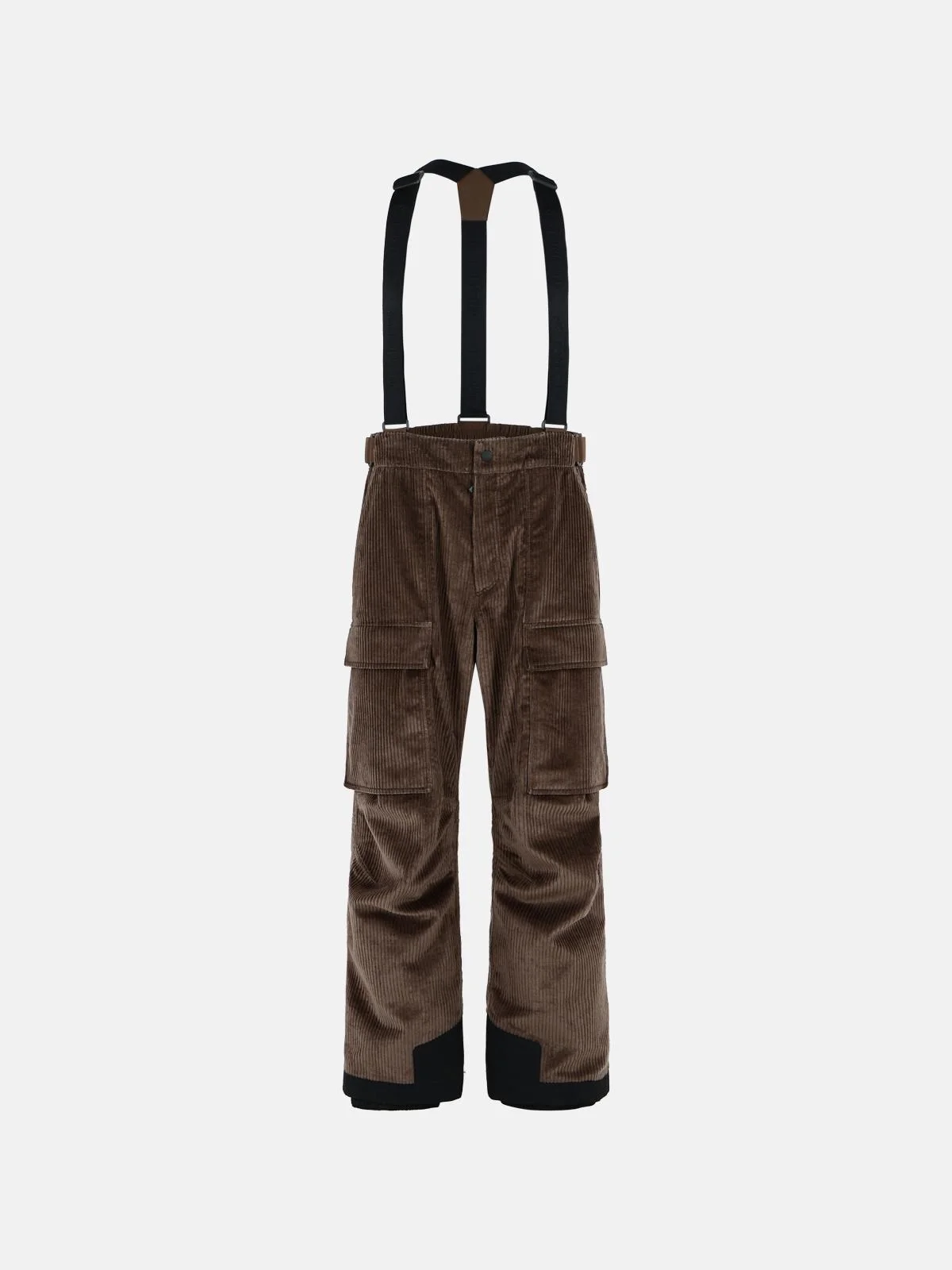BROWN CORDUROY PADDED SKI OVERALLS - 1