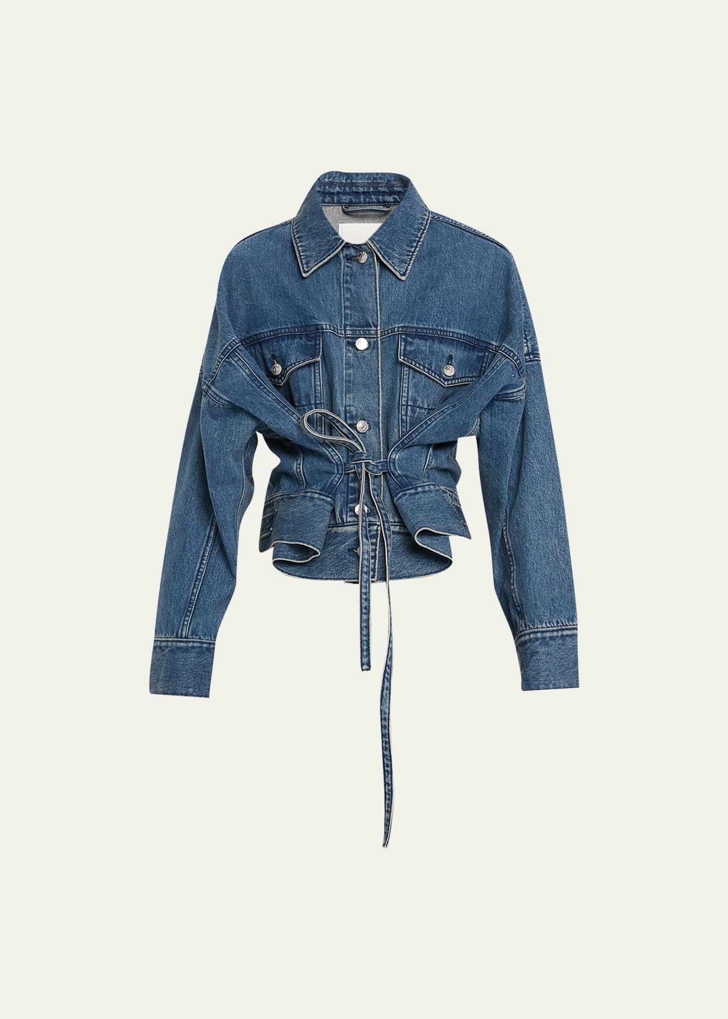 Boxy Self-Tie Denim Jacket - 1