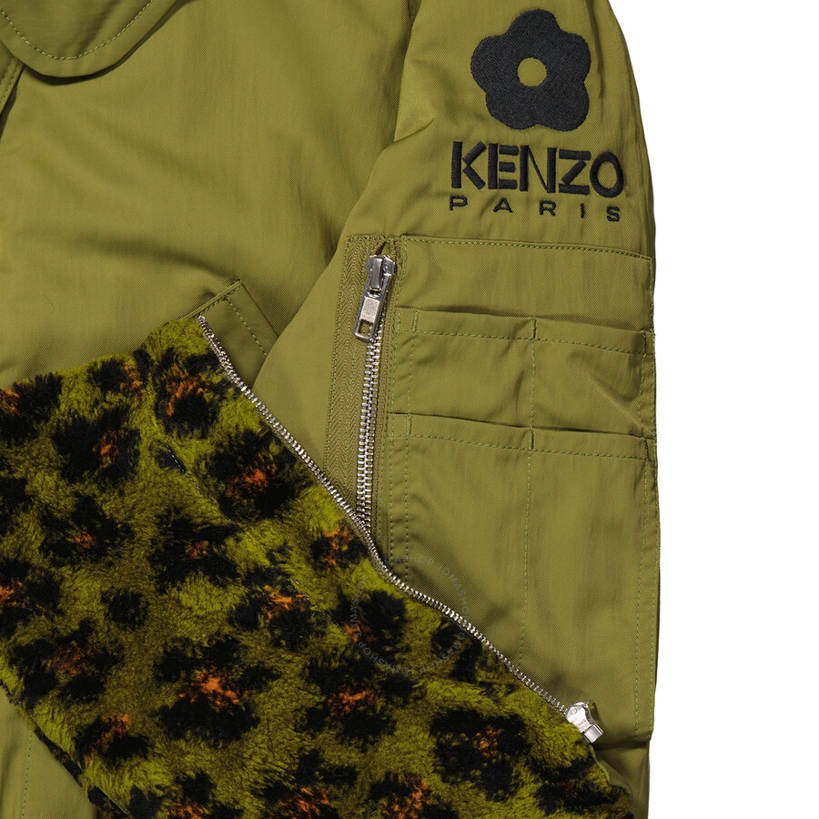 Kenzo Khaki Hana Leopard Dettail Bomber Jacket - 7