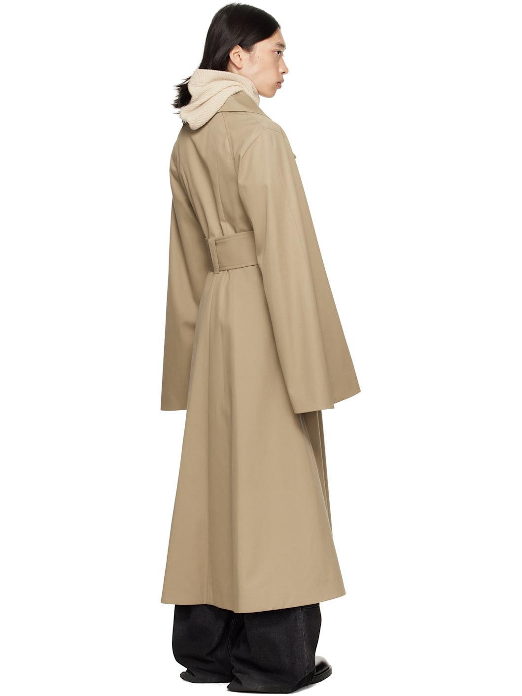 Beige Belted Trench Coat - 3