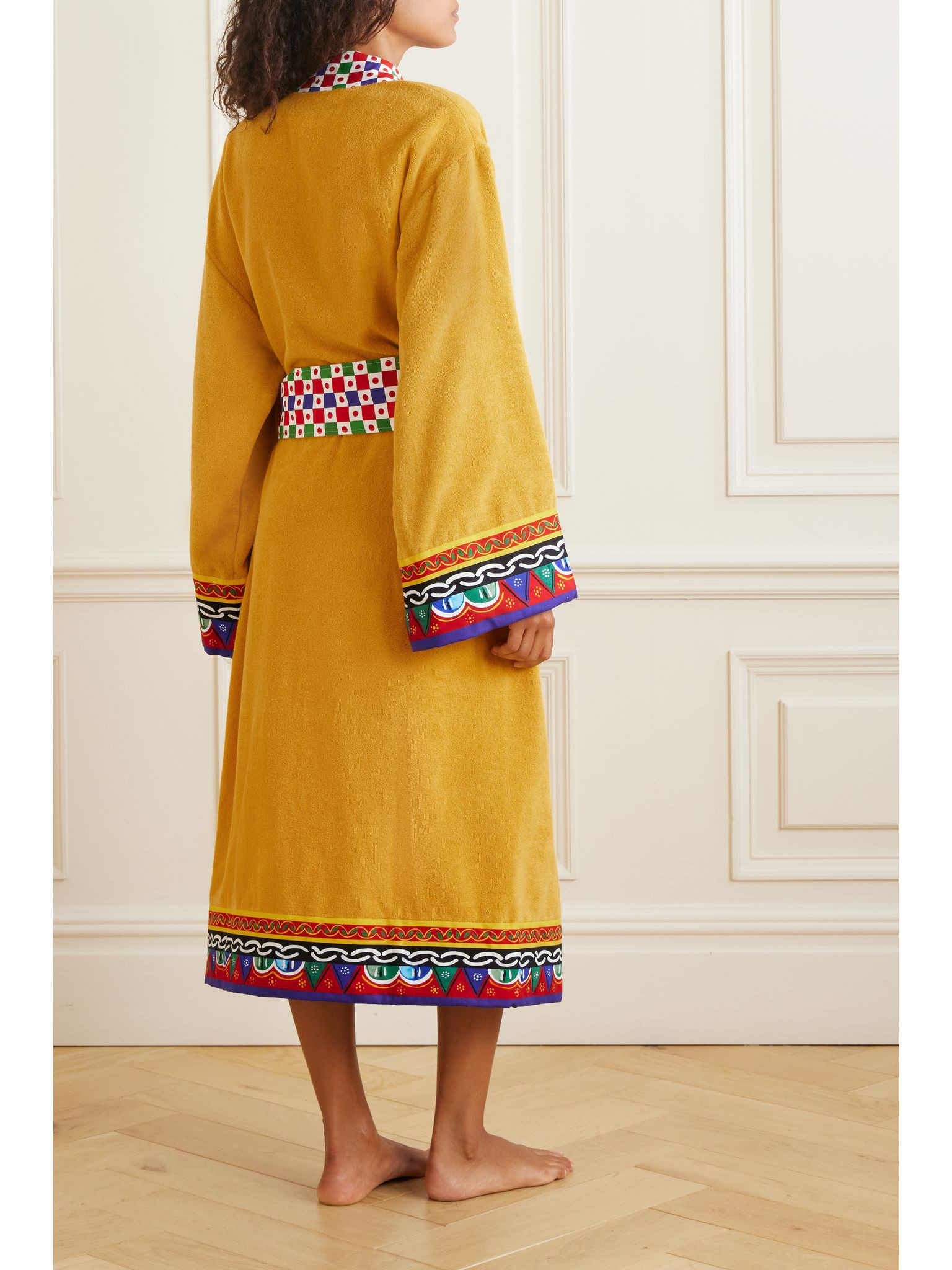 Printed cotton-terry robe Yellow - 3