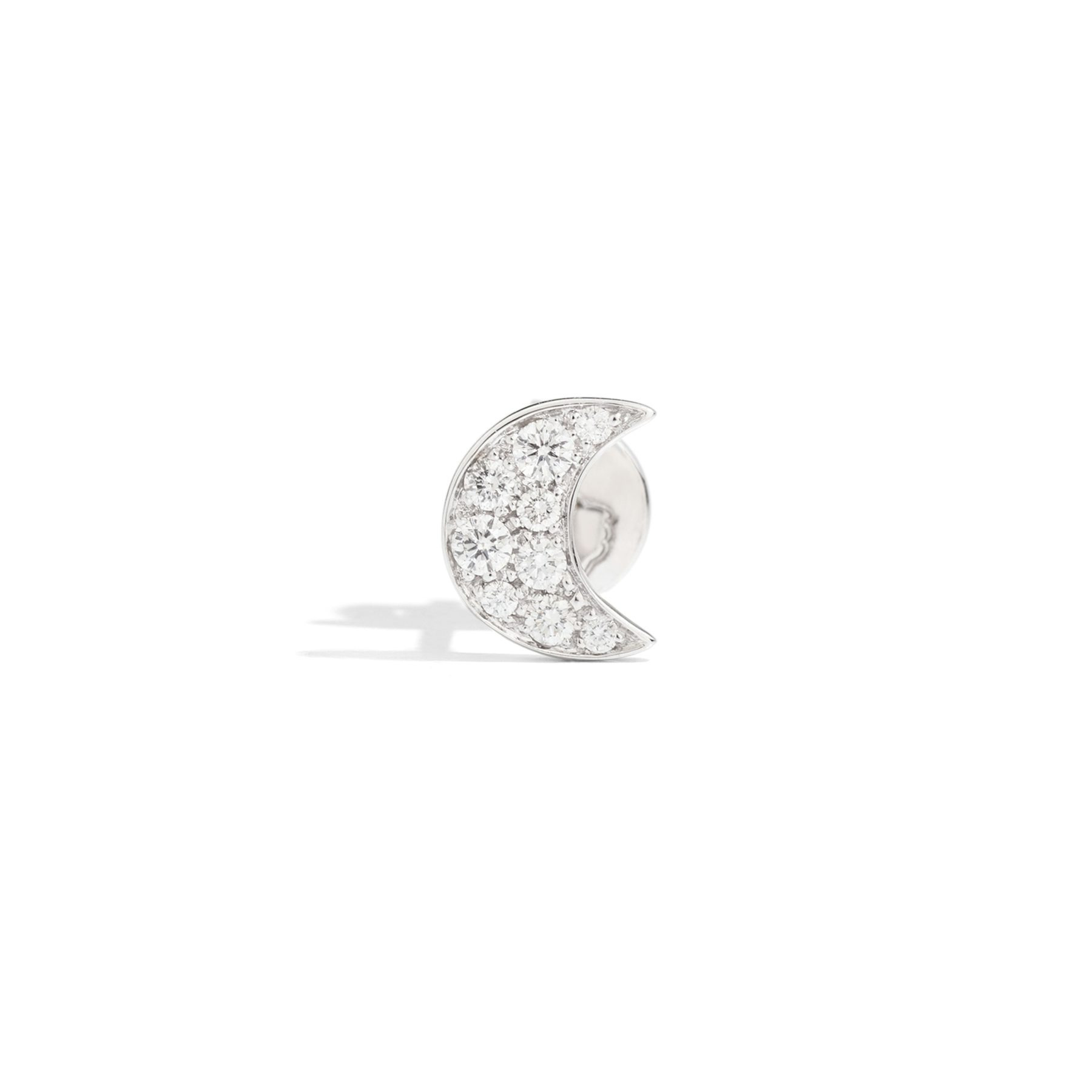 WHITE GOLD & DIAMOND MOON STUD EARRING - 2