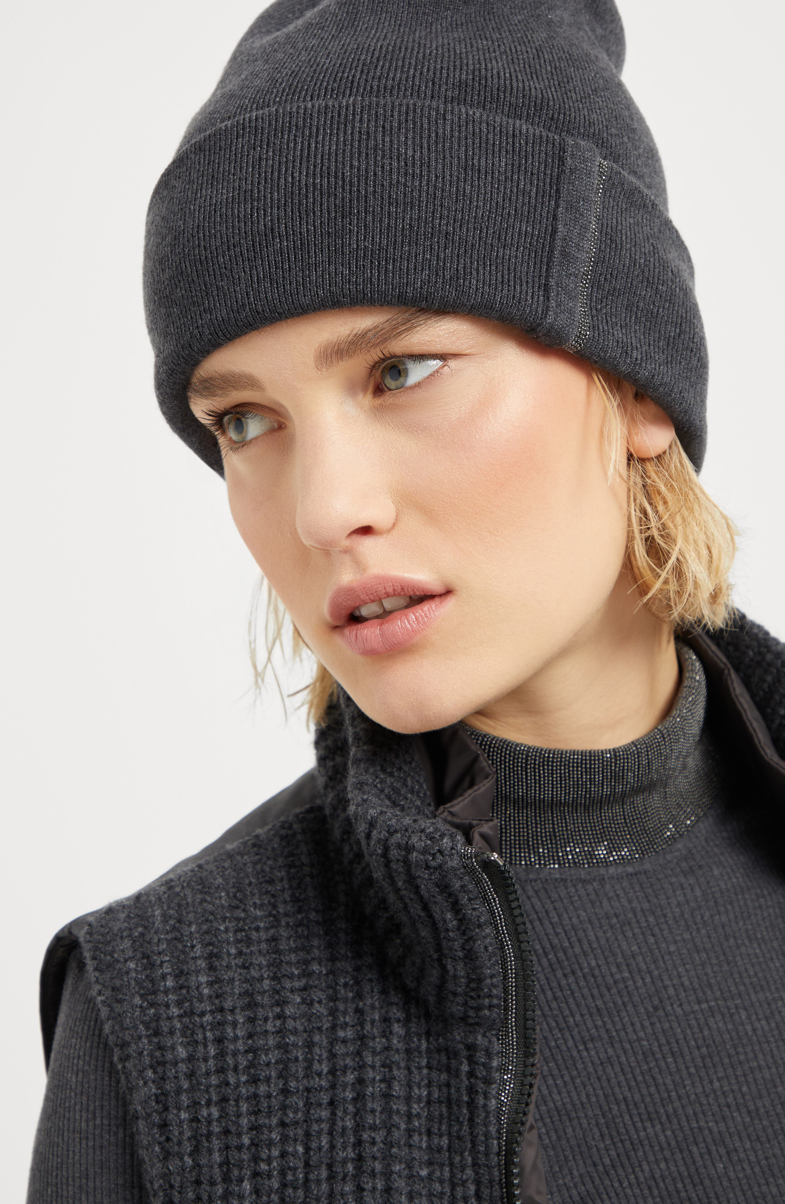 Brunello Cucinelli Knit beanie in Lignite Grey at Nordstrom - 4