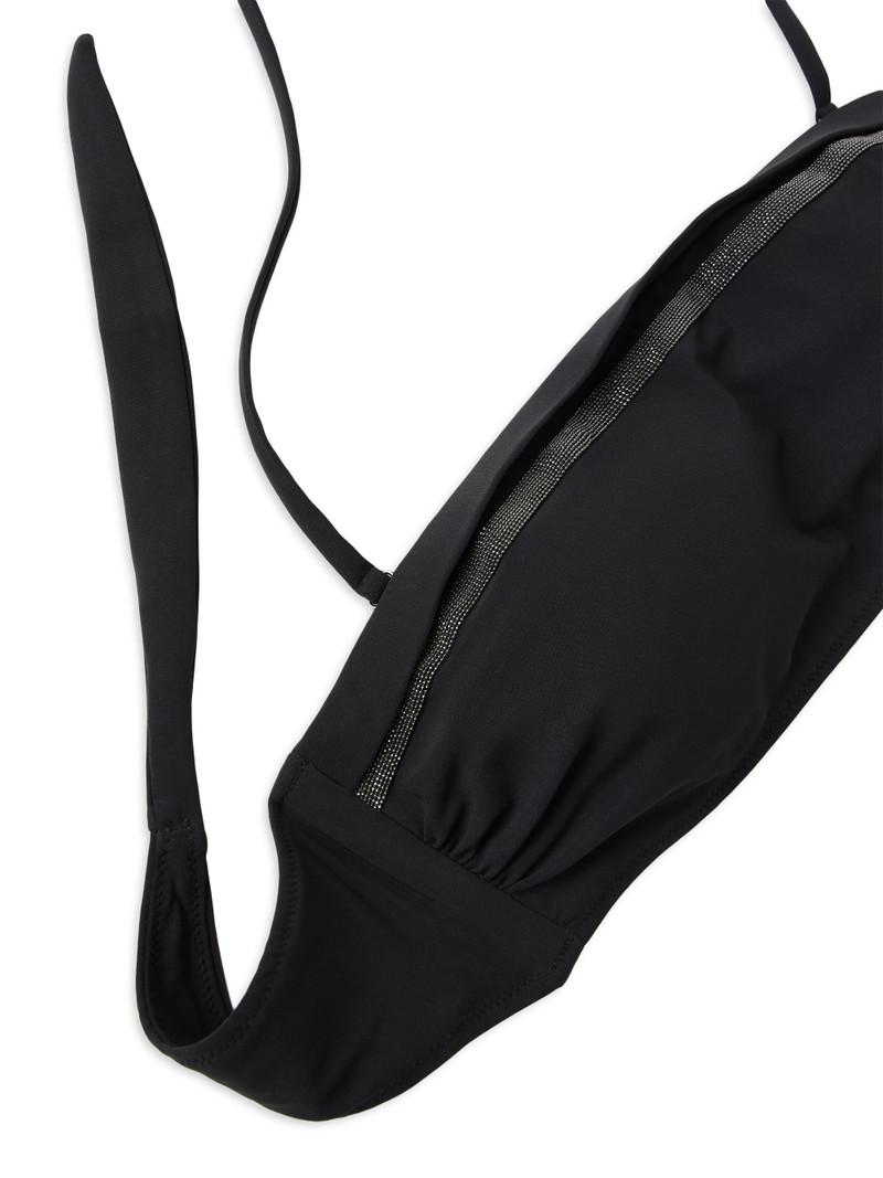 Women's Techno Jersey Bandeau Bikini Top with Monili - Black 4