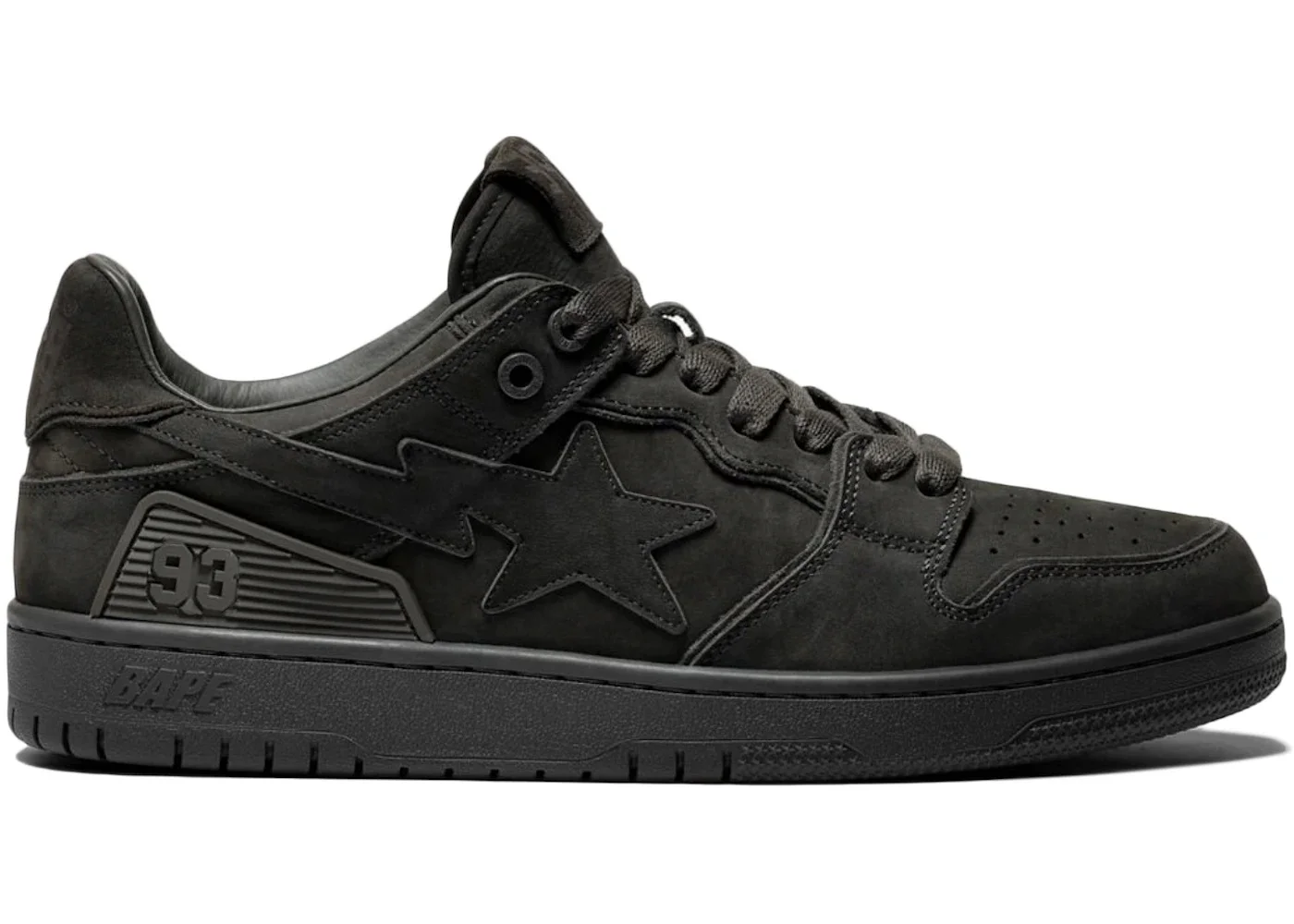 A Bathing Ape Bape SK8 Sta Triple Black Nubuck - 1