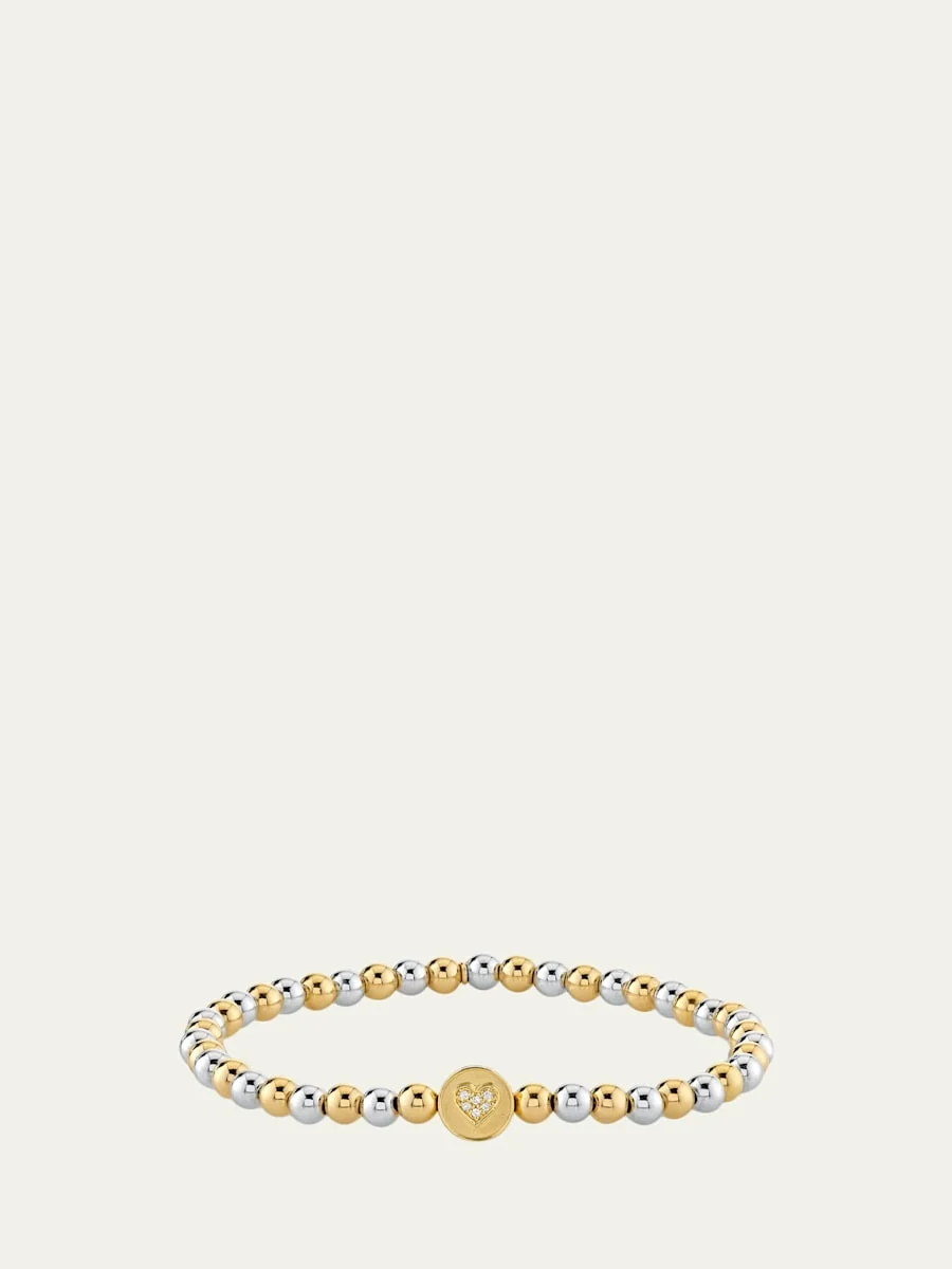 Peace and Love Bead on Bead 14K Two-Tone Round Bracelet - 1