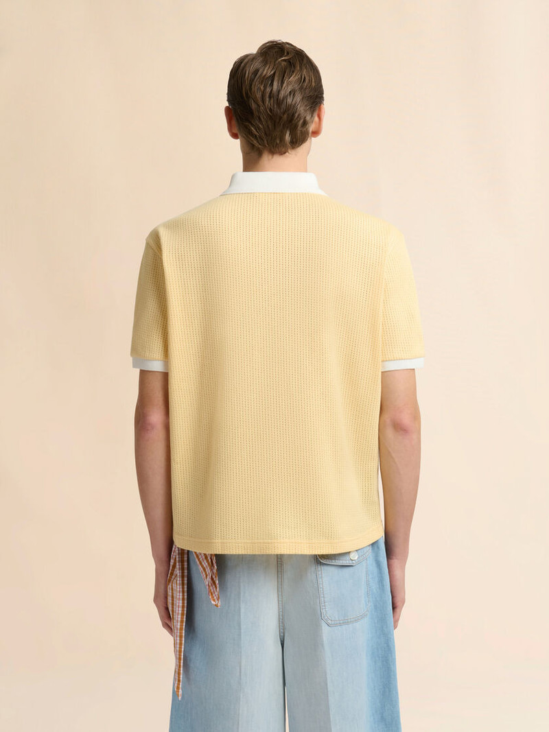 YELLOW INTERLOCK POLO SHIRT WITH JACQUARD MOTIF 3