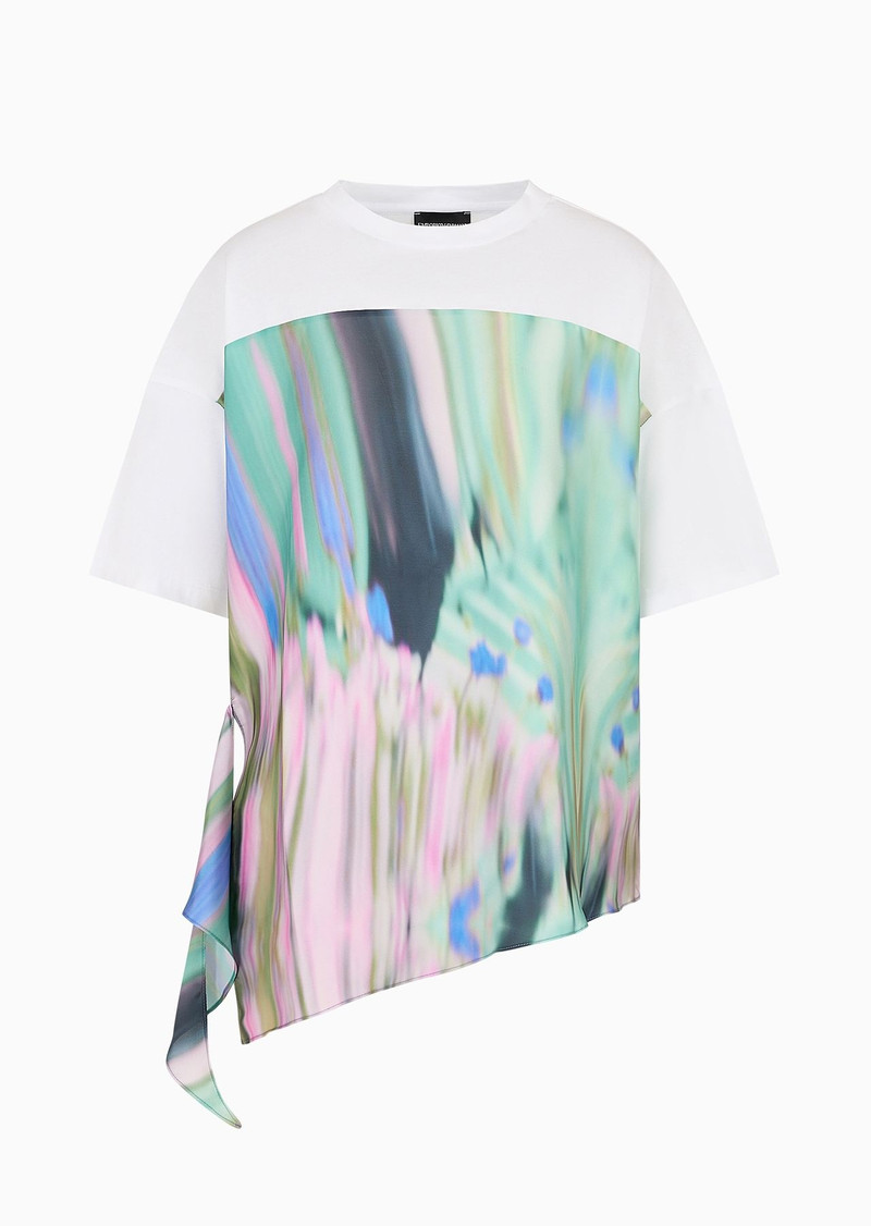 EMPORIO ARMANI ASV organic-jersey T-shirt with multicoloured insert outlook