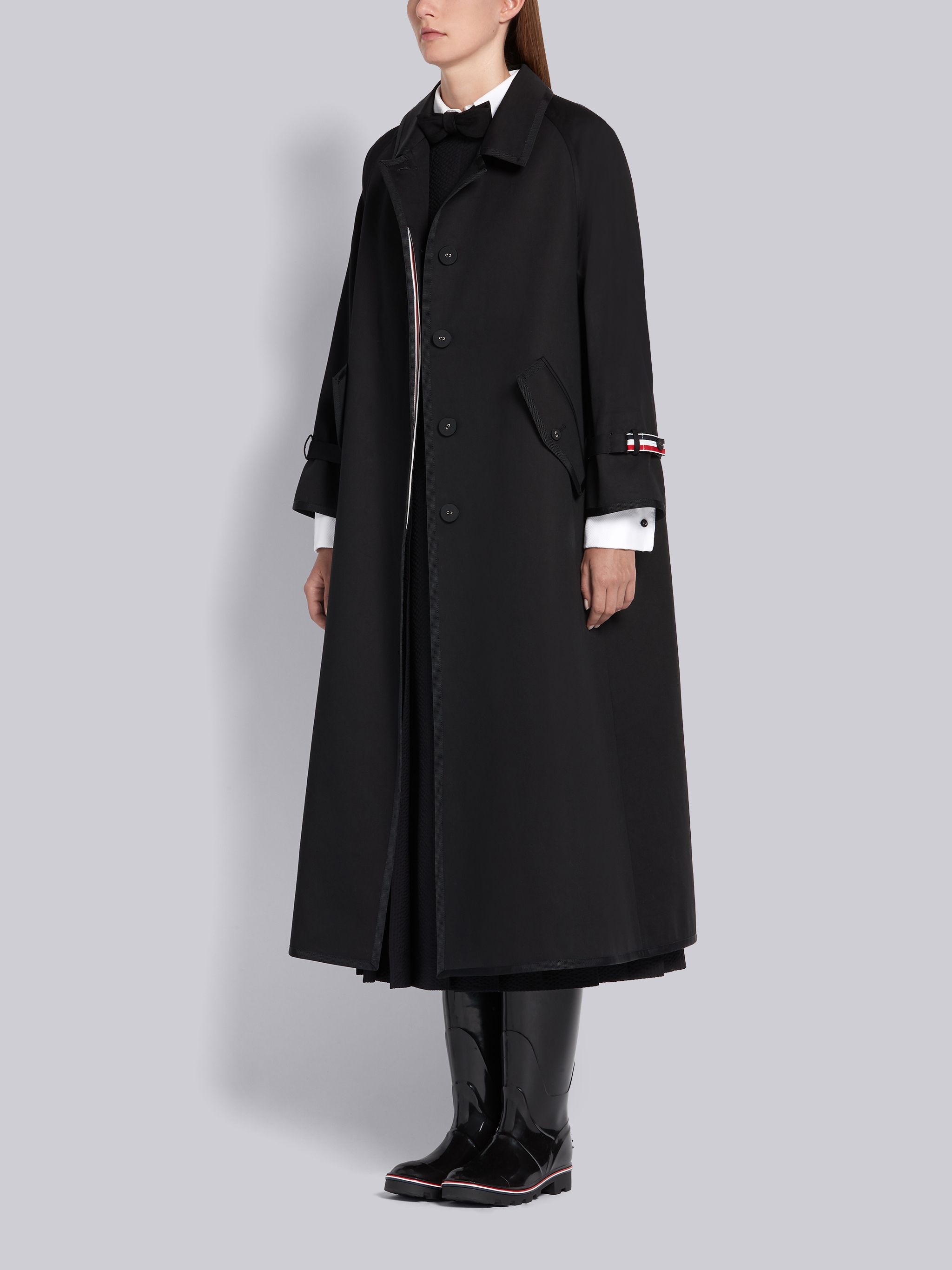 Black Mac Raglan Trench Overcoat  - 2