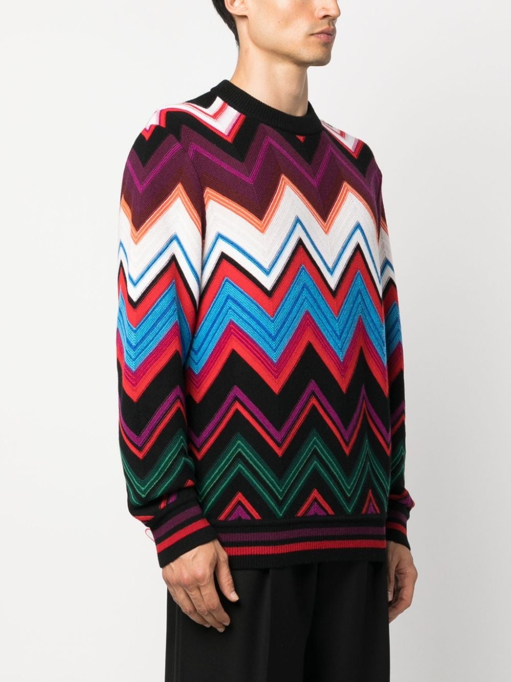 zigzag crew-neck jumper - 3