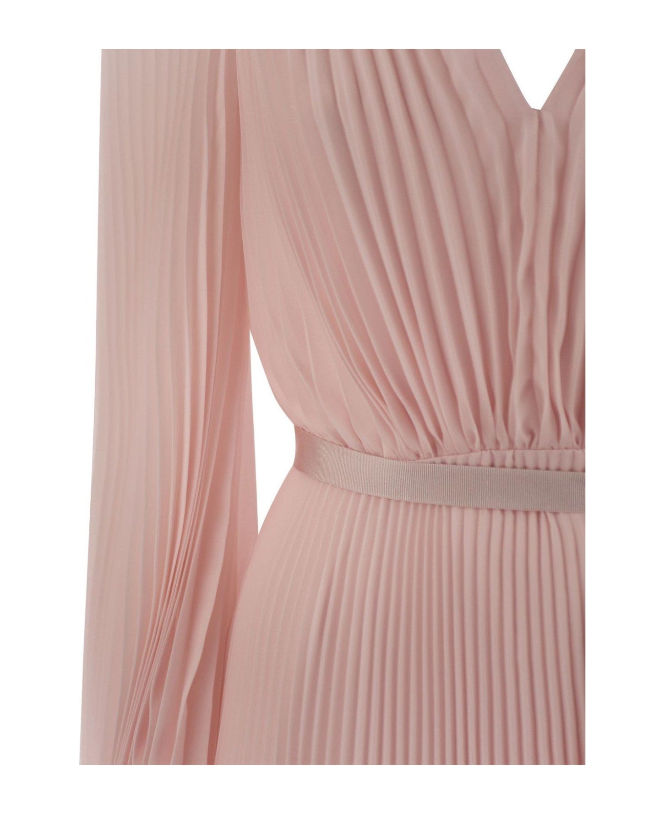 V-neck Pleated Mini Dress - 4