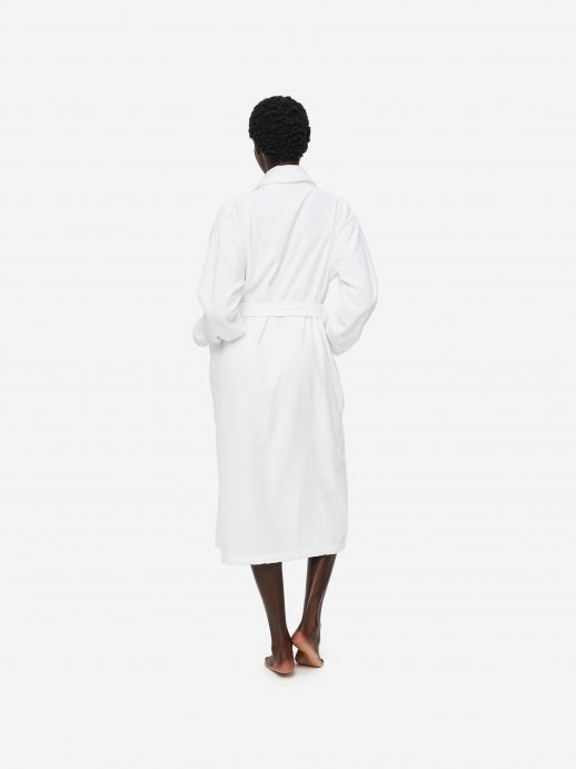 Derek Rose Women's Bathrobe Triton 10 Terry Cotton White