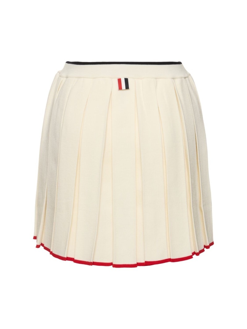 Needle stitch wool pleated mini skirt - 3