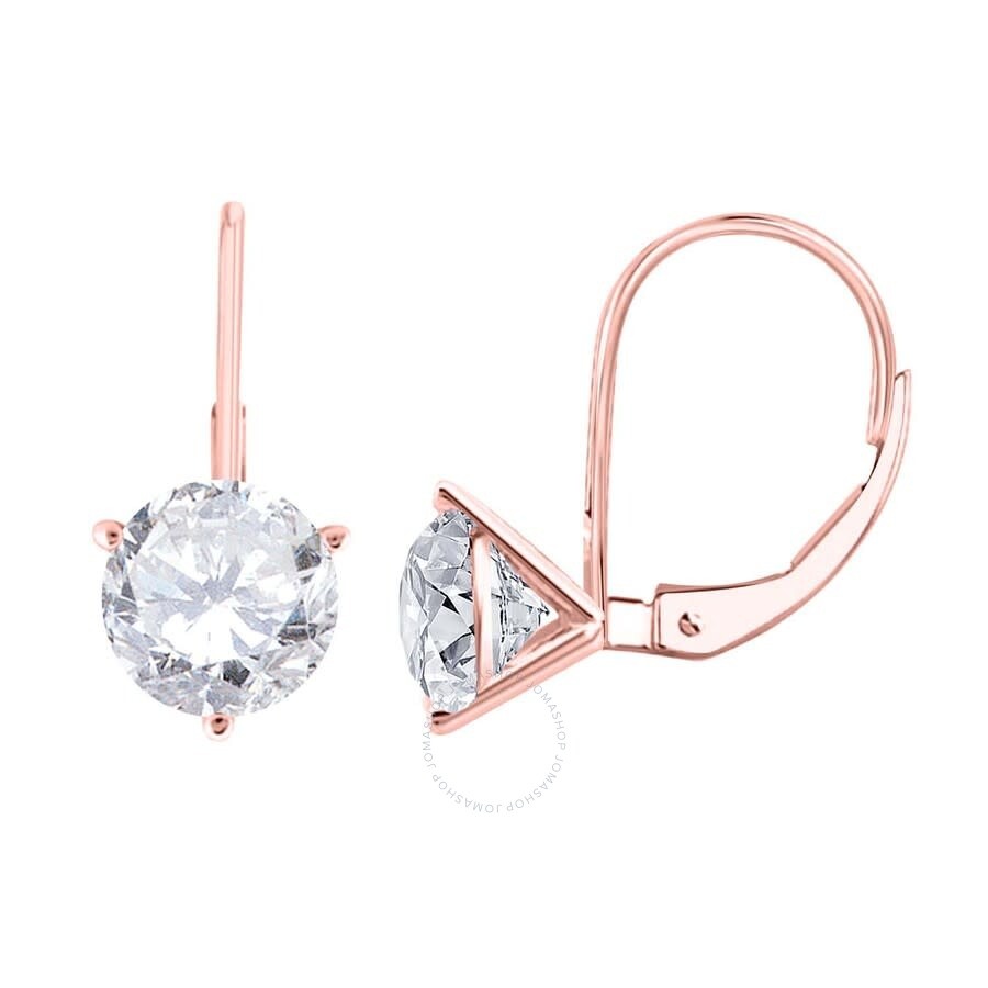 Maulijewels - Maulijewels 1/2 Carat White Diamond ( H-I/ I1-I2 ) Women's Three Prong Set Martini Leverback Earring - 2