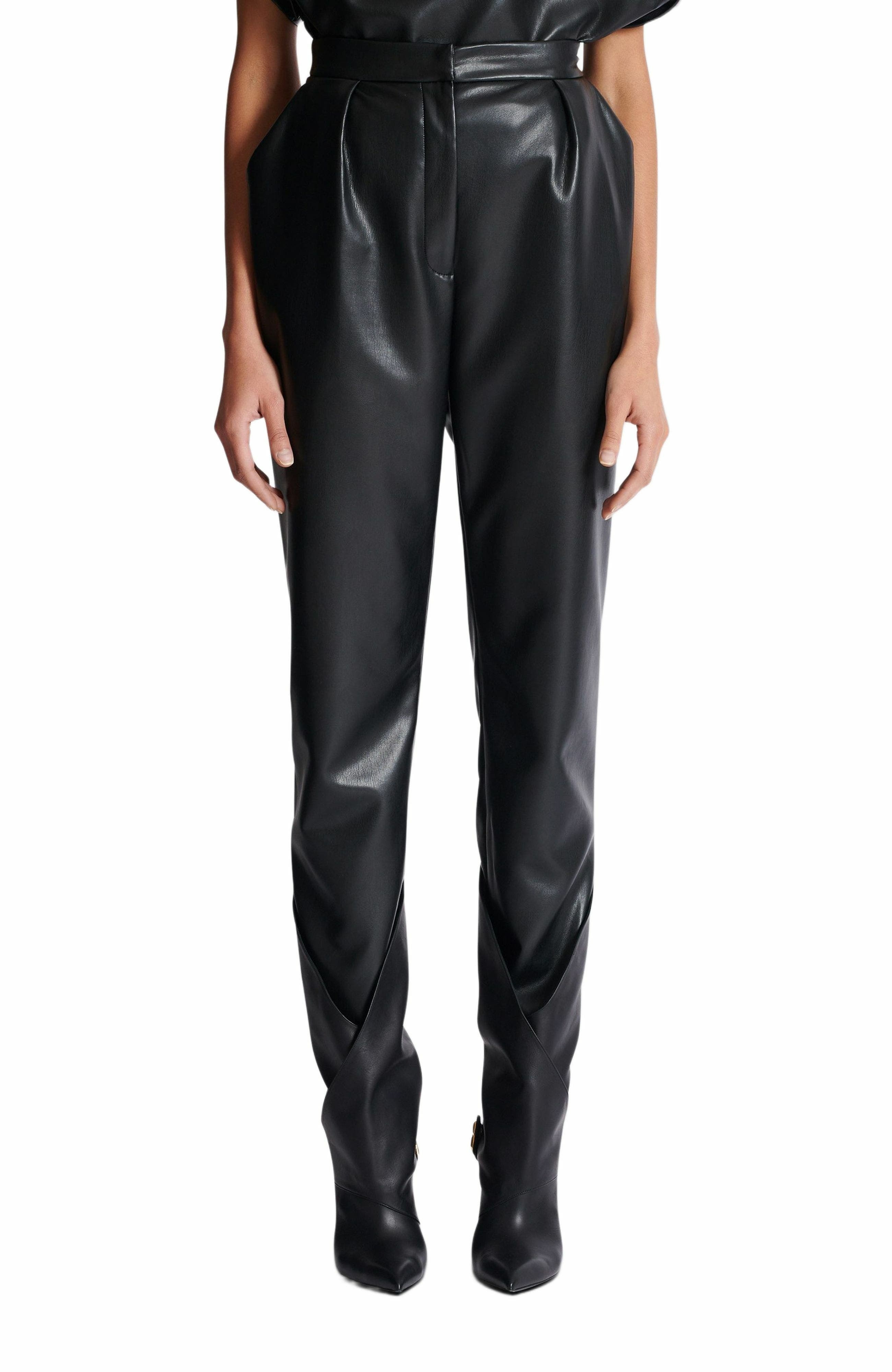 Balmain High-waisted faux leather trousers in Black at Nordstrom - 6
