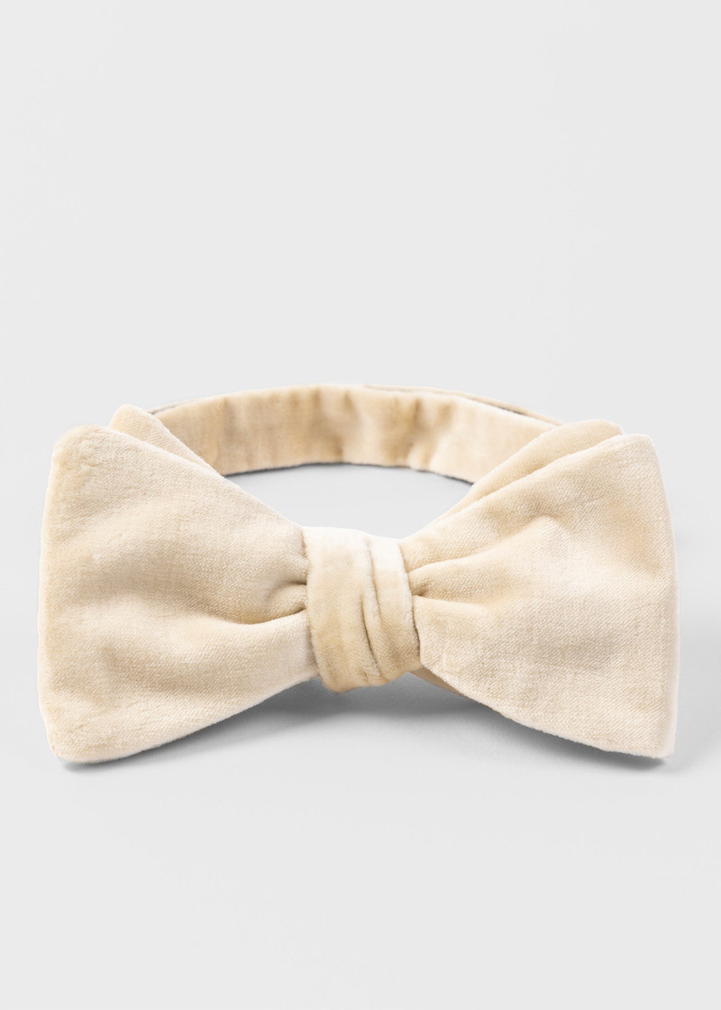 Paul Smith Ivory Velvet Self-Tie Bow Tie outlook