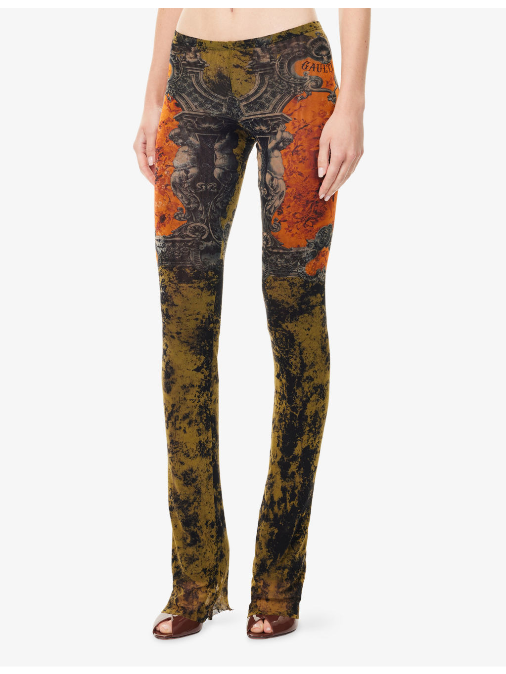 Flared Printed Woven Leggings - 3