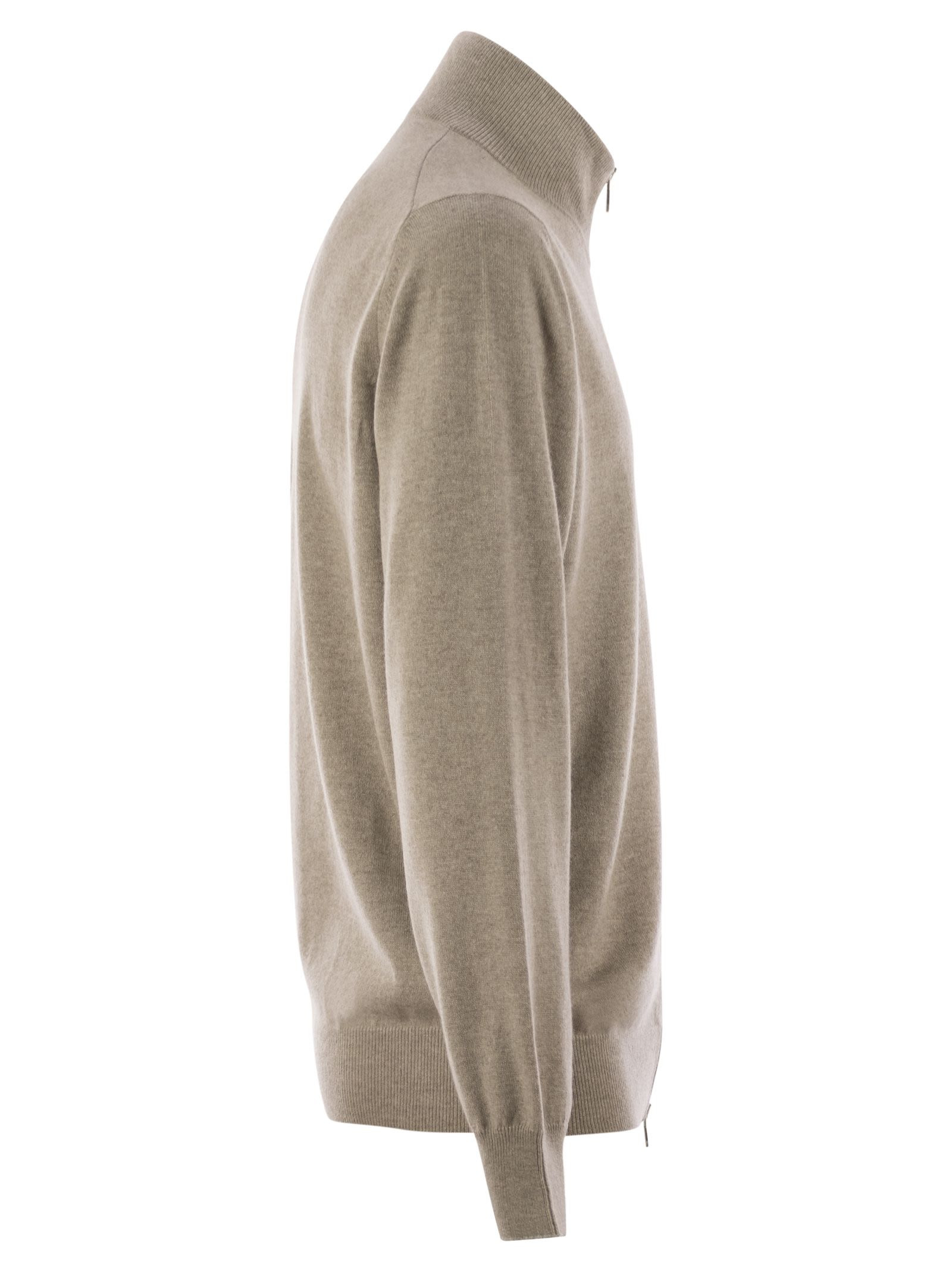 Brunello Cucinelli Men High-Necked Cashmere Cardigan With Zip - 3