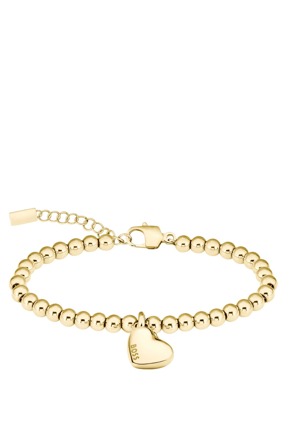 GOLD-TONE BEADED BRACELET WITH LOGO HEART CHARM - 2