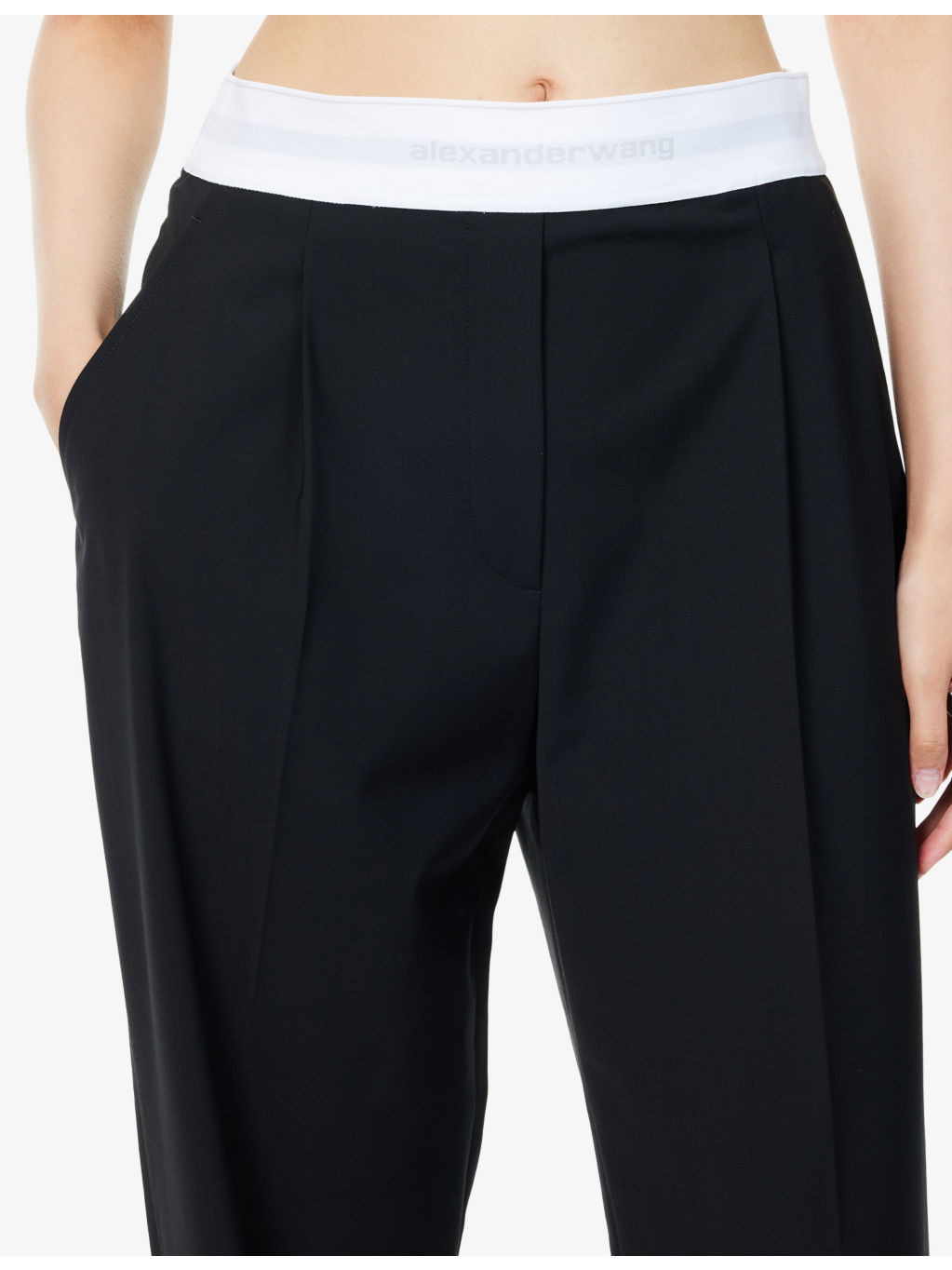 Pleated High-Rise Stretch-Wool Blend Trousers - 5