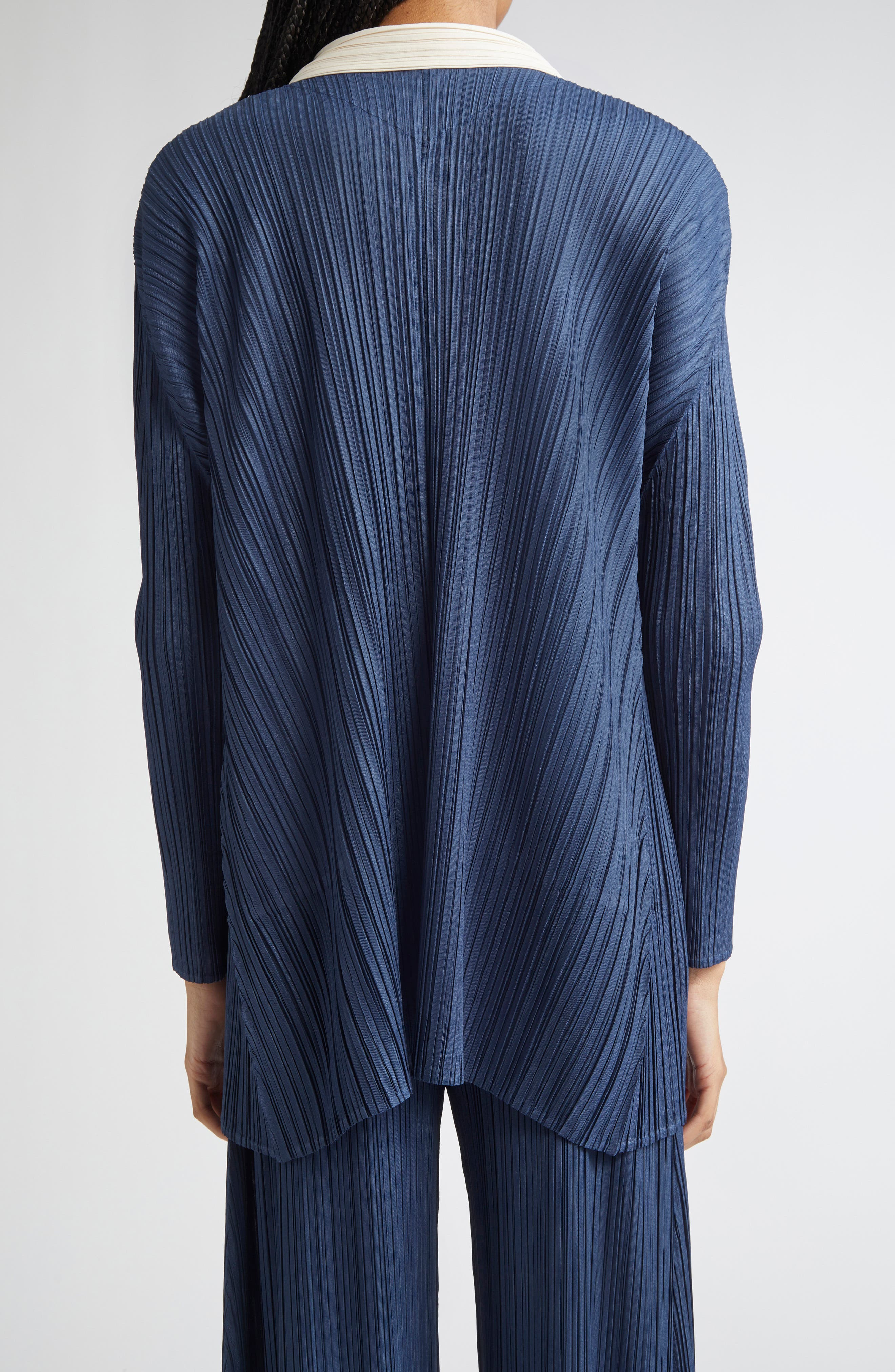 Pleats Please Issey Miyake Mellow Pleated Jacket in Navy at Nordstrom - 3