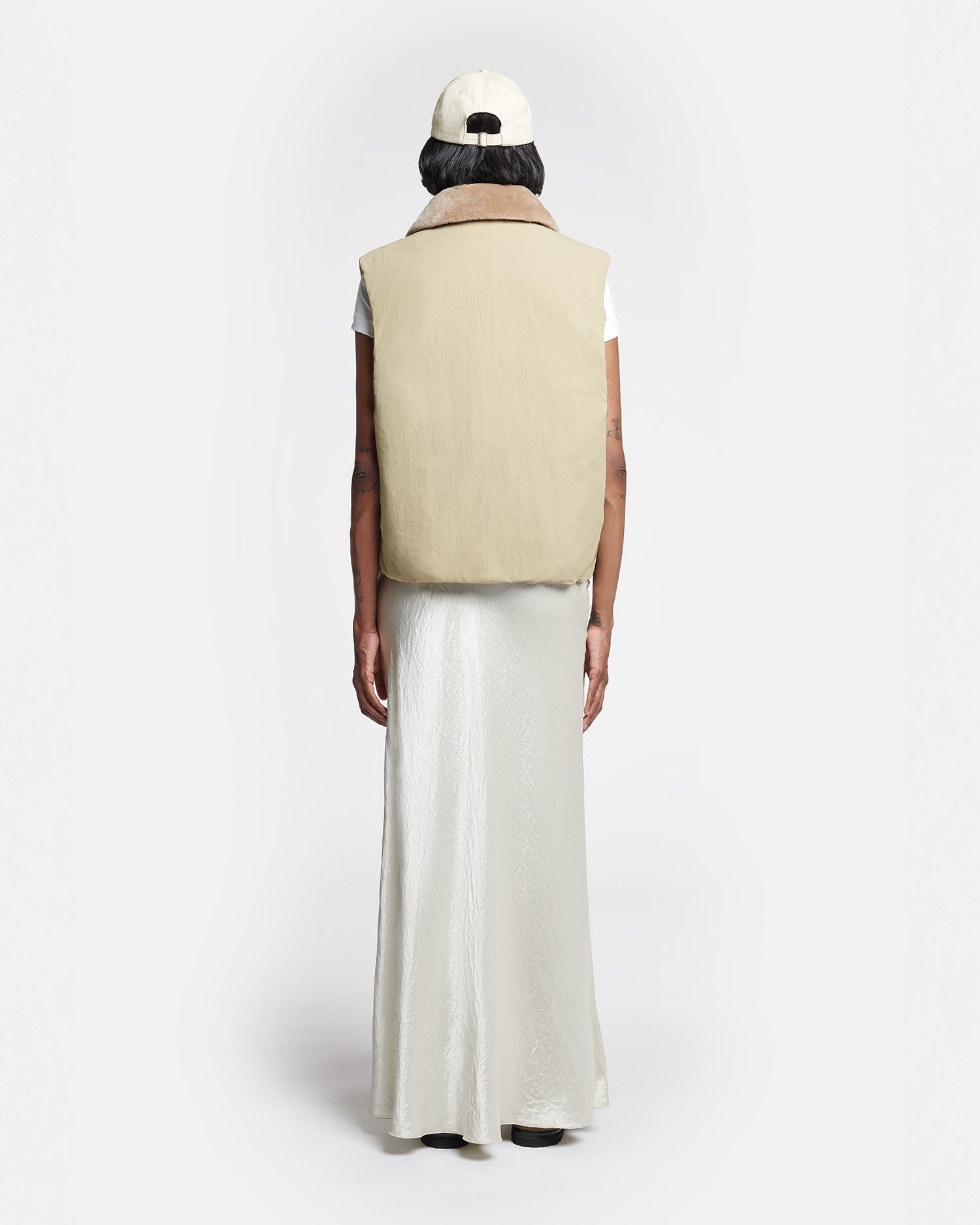 Faux Fur and Tech Nylon Vest - 4