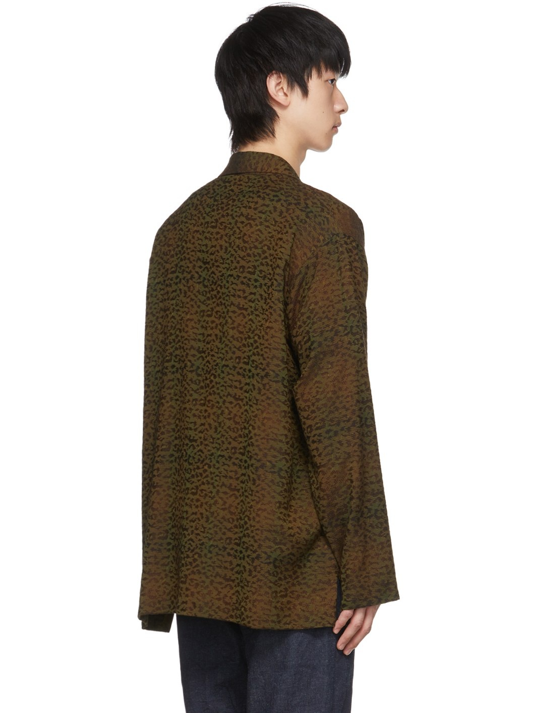 Khaki Jacquard Leopard Cardigan - 3