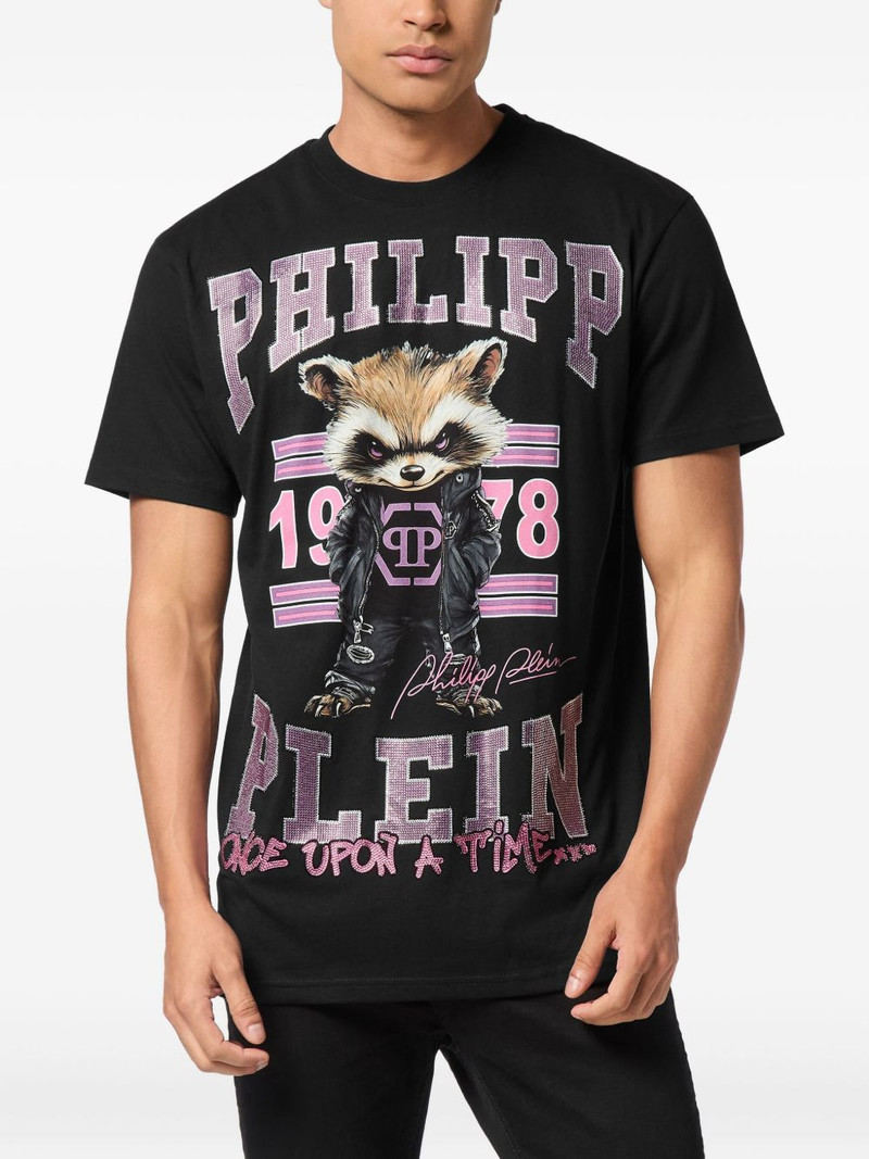 PHILIPP PLEIN raccoon-print round neck T-shirt outlook