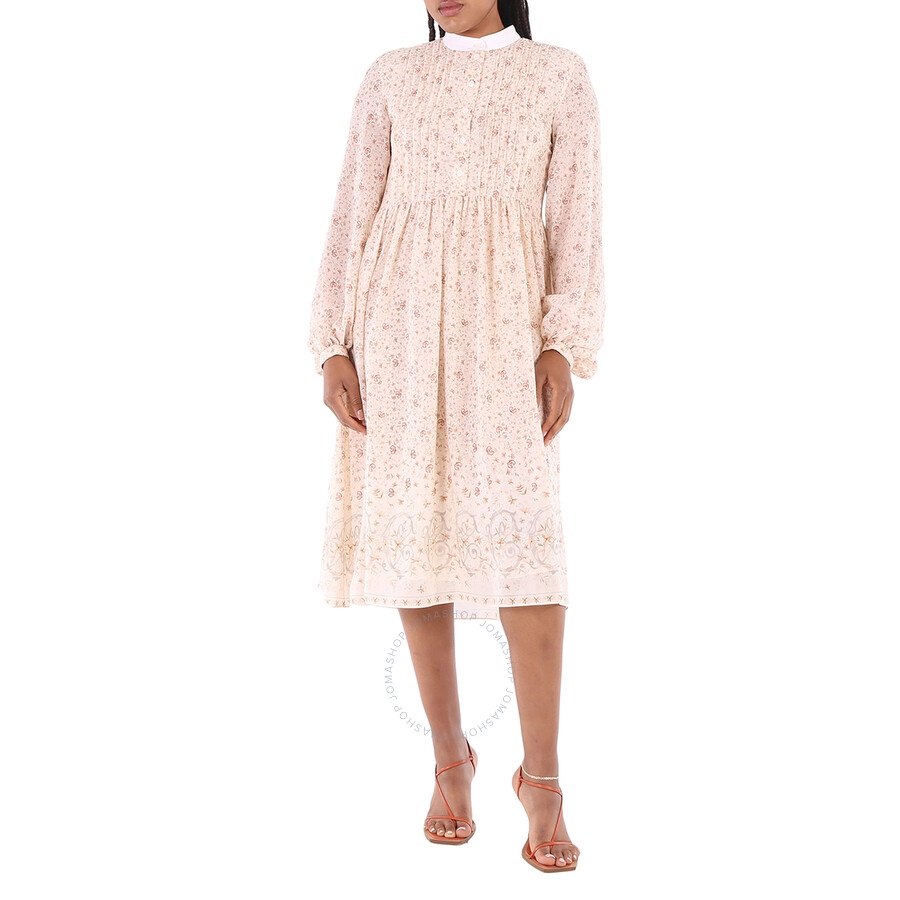 Chloe High-Neck Dress With Print in Dew Pink - 3