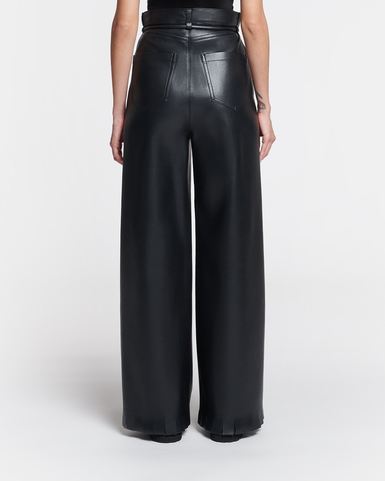 Belted Regenerated Leather Pants - 4
