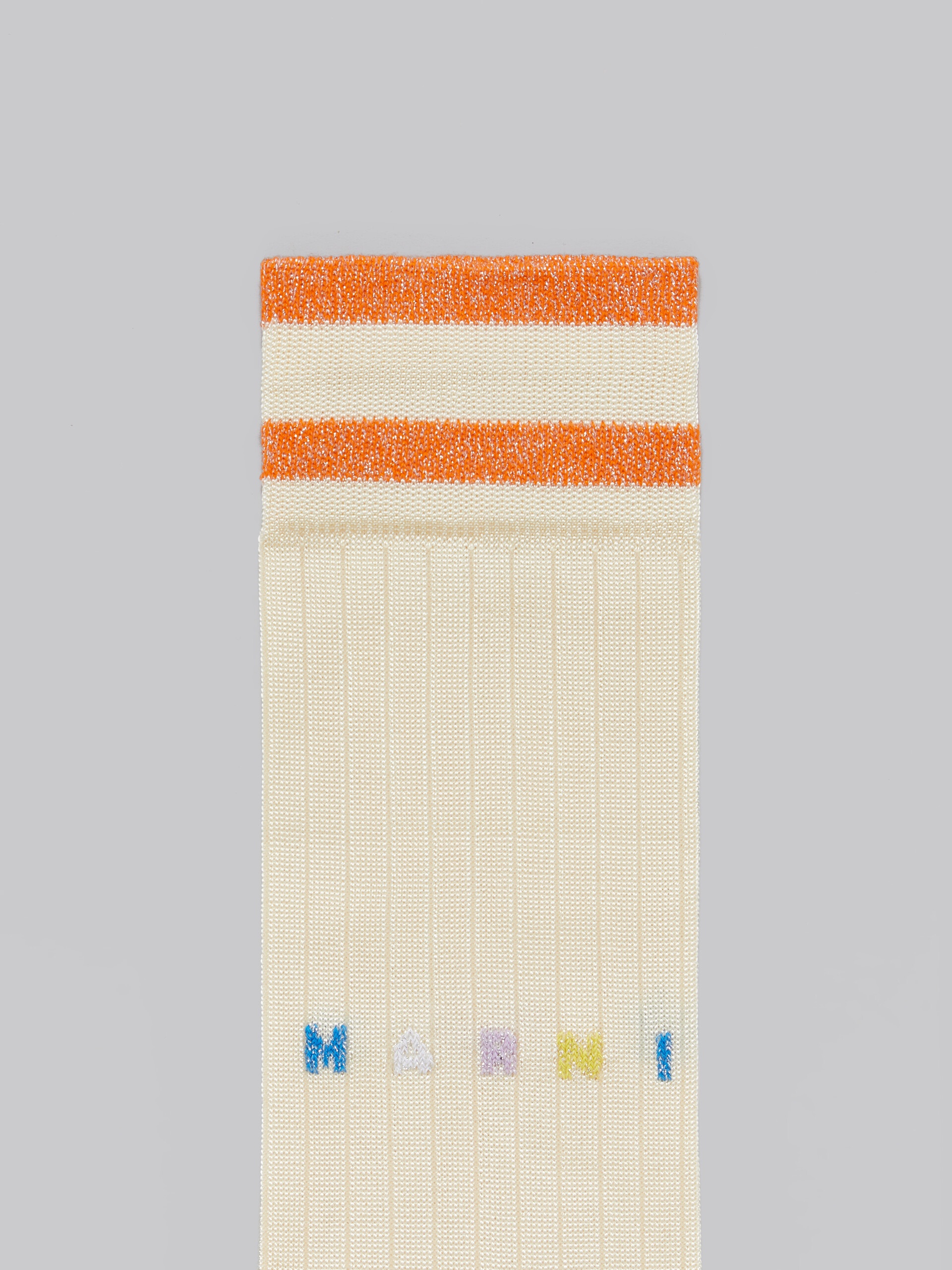 LIGHT YELLOW VISCOSE SOCKS WITH LUREX STRIPES - 3